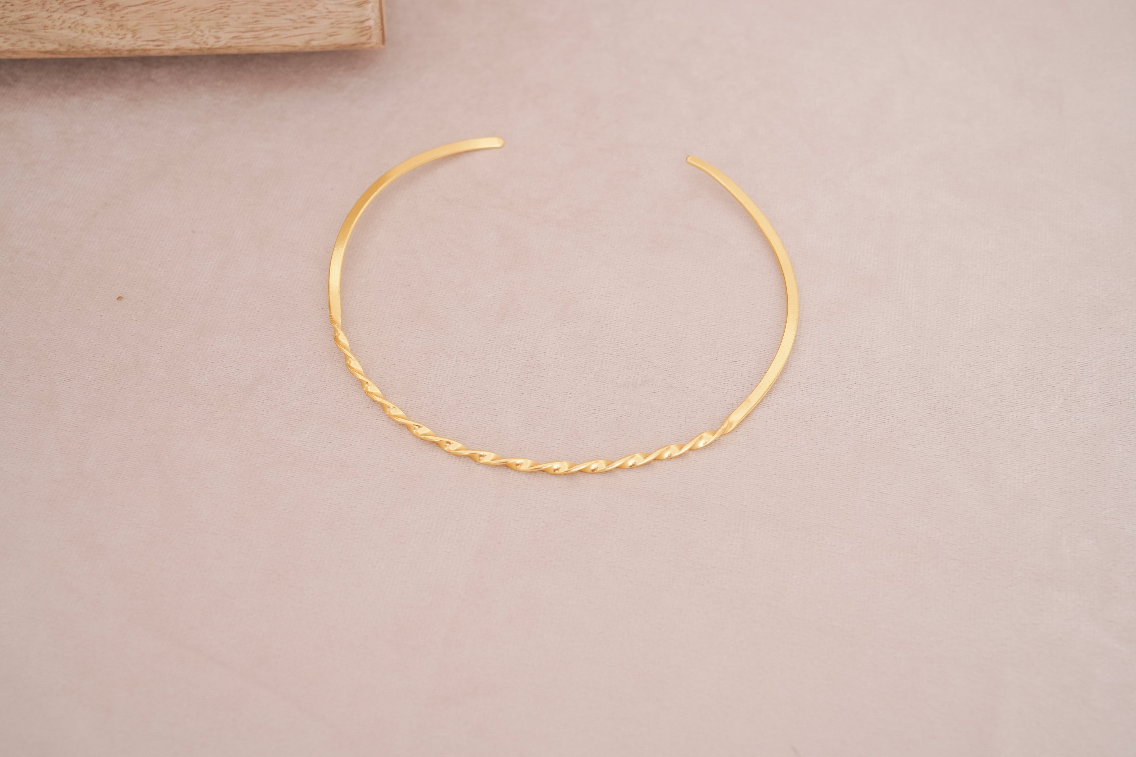 Minimalist Twisted Brass Hasli Necklace