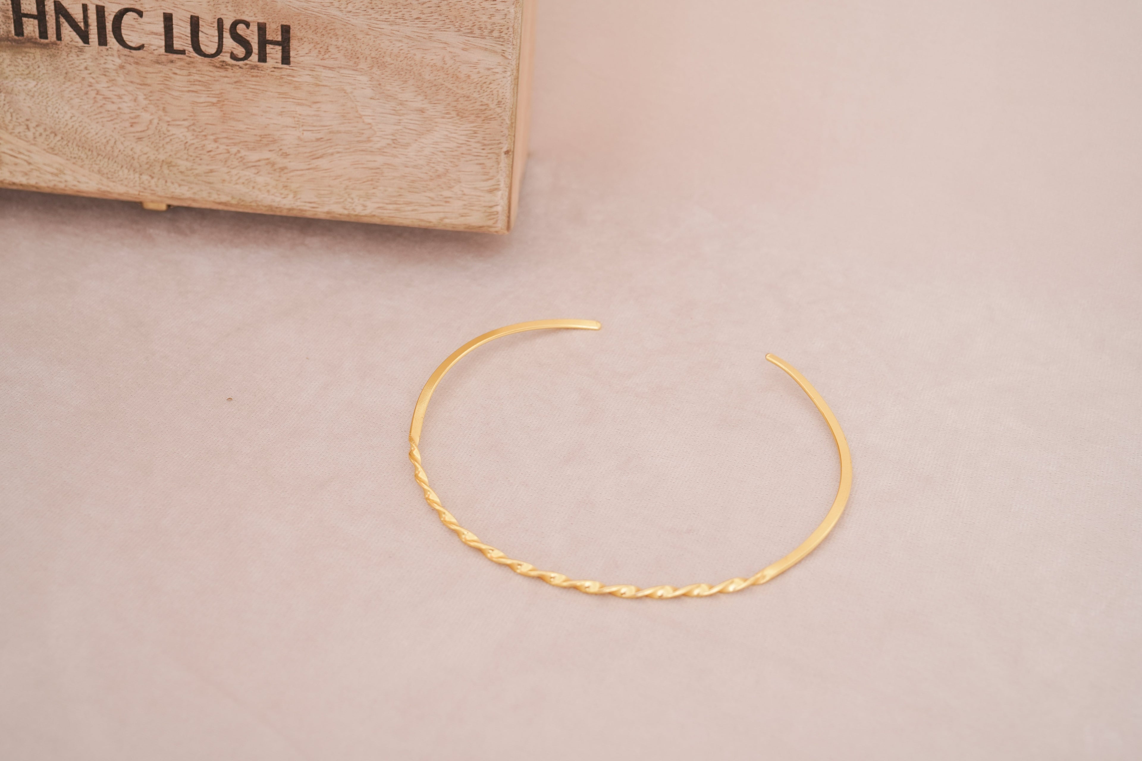 Minimalist Twisted Brass Hasli Necklace
