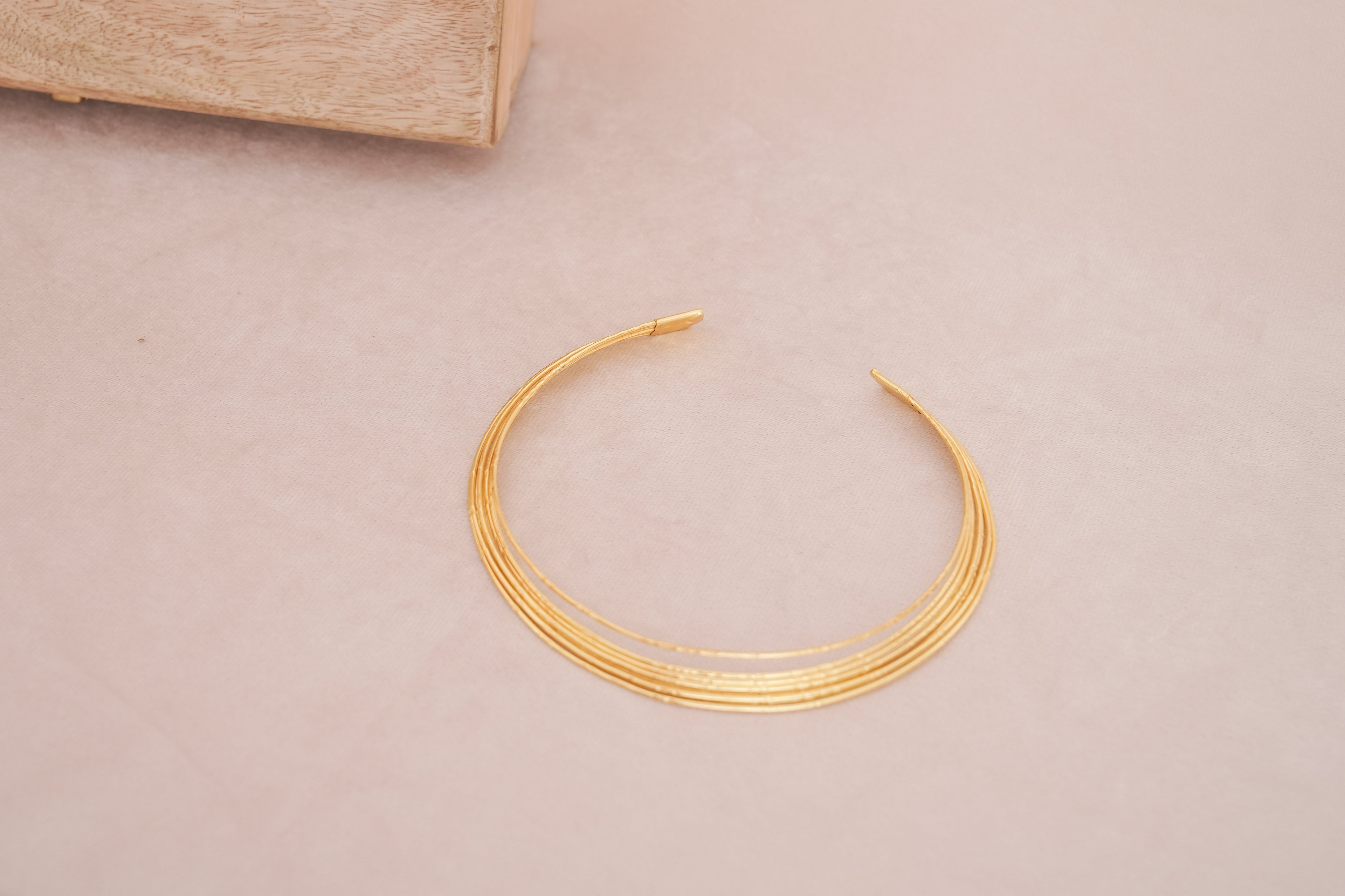 Minimalist Twisted Brass Hasli Necklace