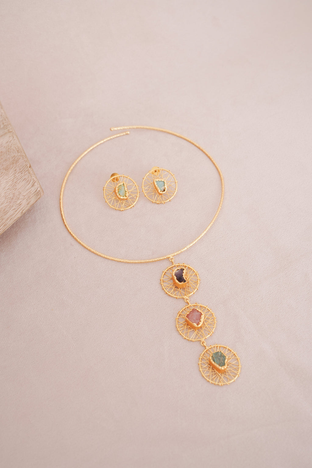 Celestial Web Multicolour Wire Brass Hasli Set