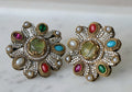 Chrysoprase Peacock Statement Earrings