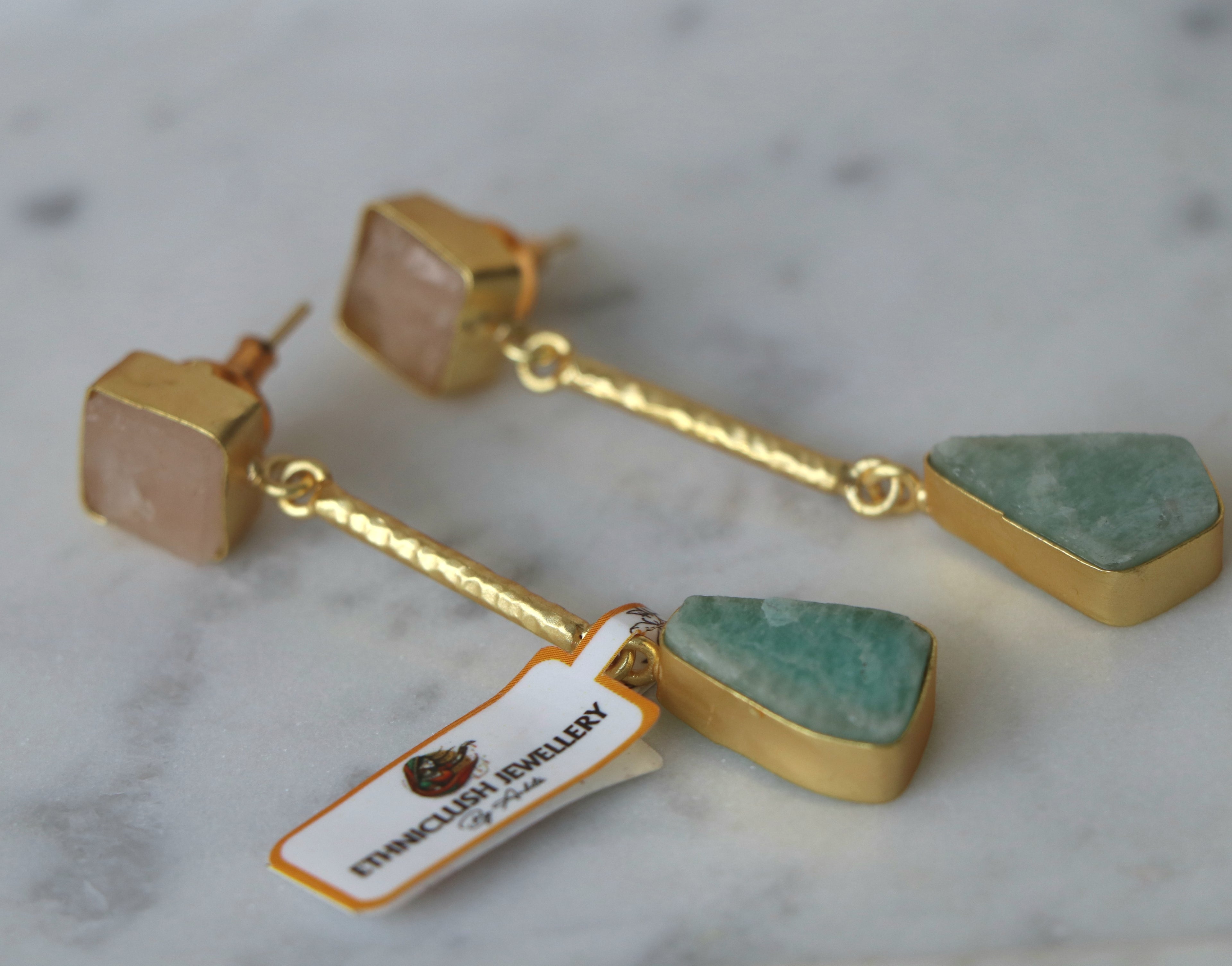 Rose Quartz & Amazonite Harmony Earrings