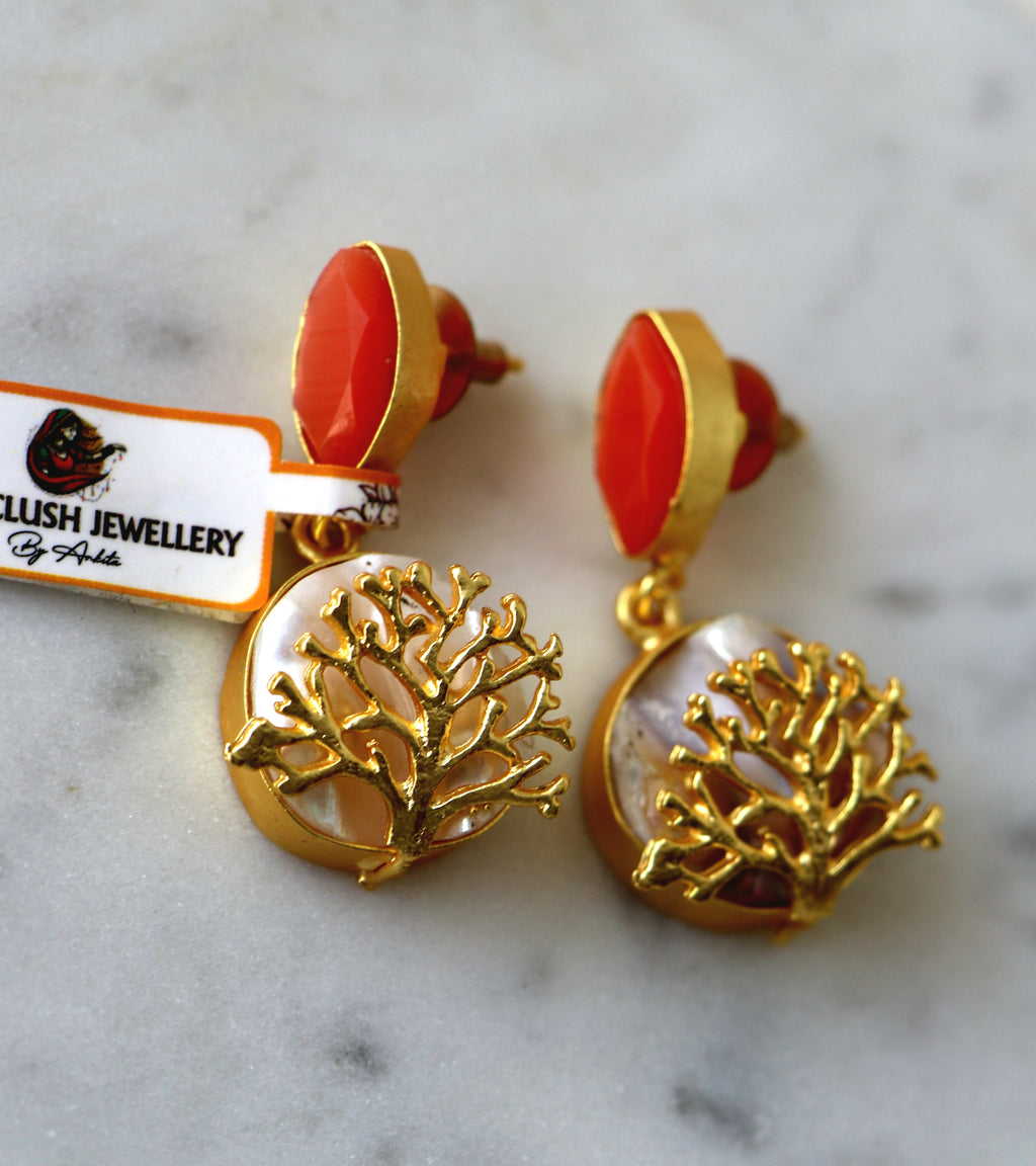 Coral Radiance Statement Earrings