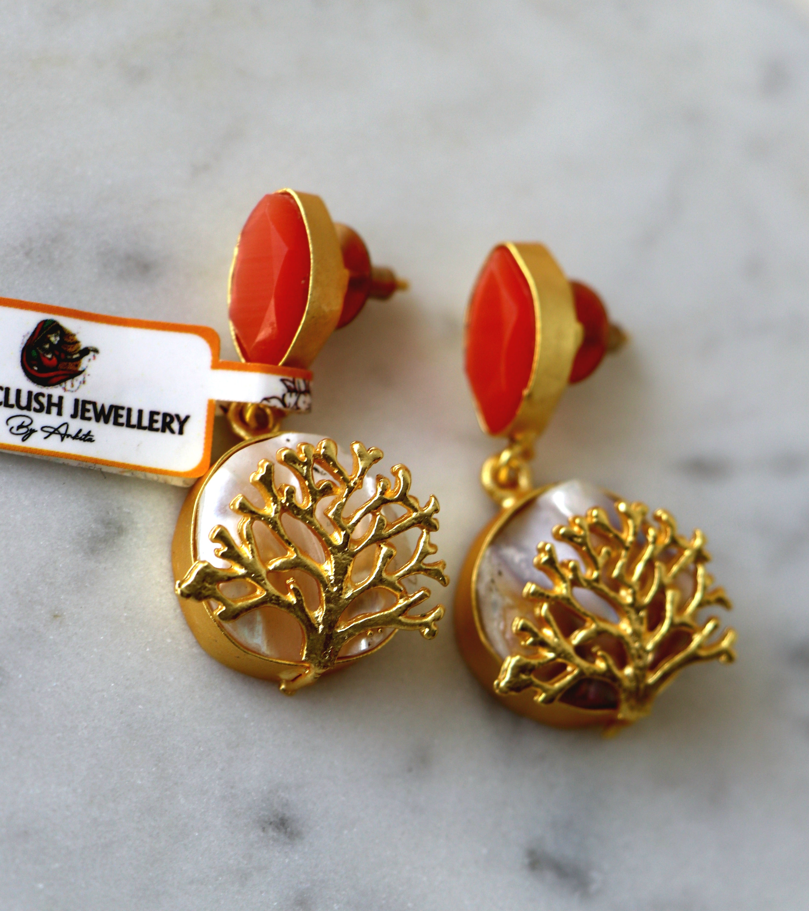 Coral Radiance Statement Earrings