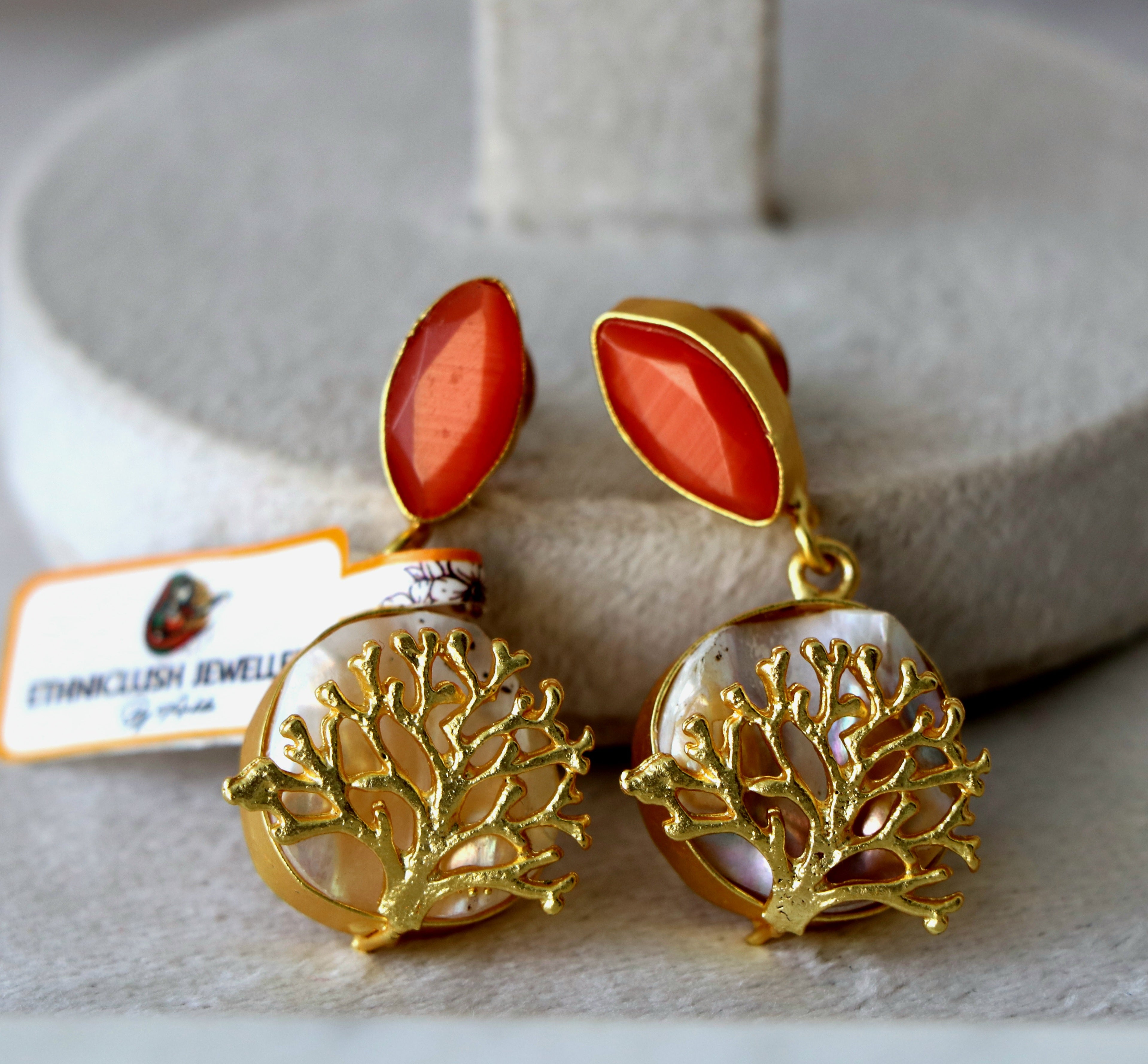 Coral Radiance Statement Earrings