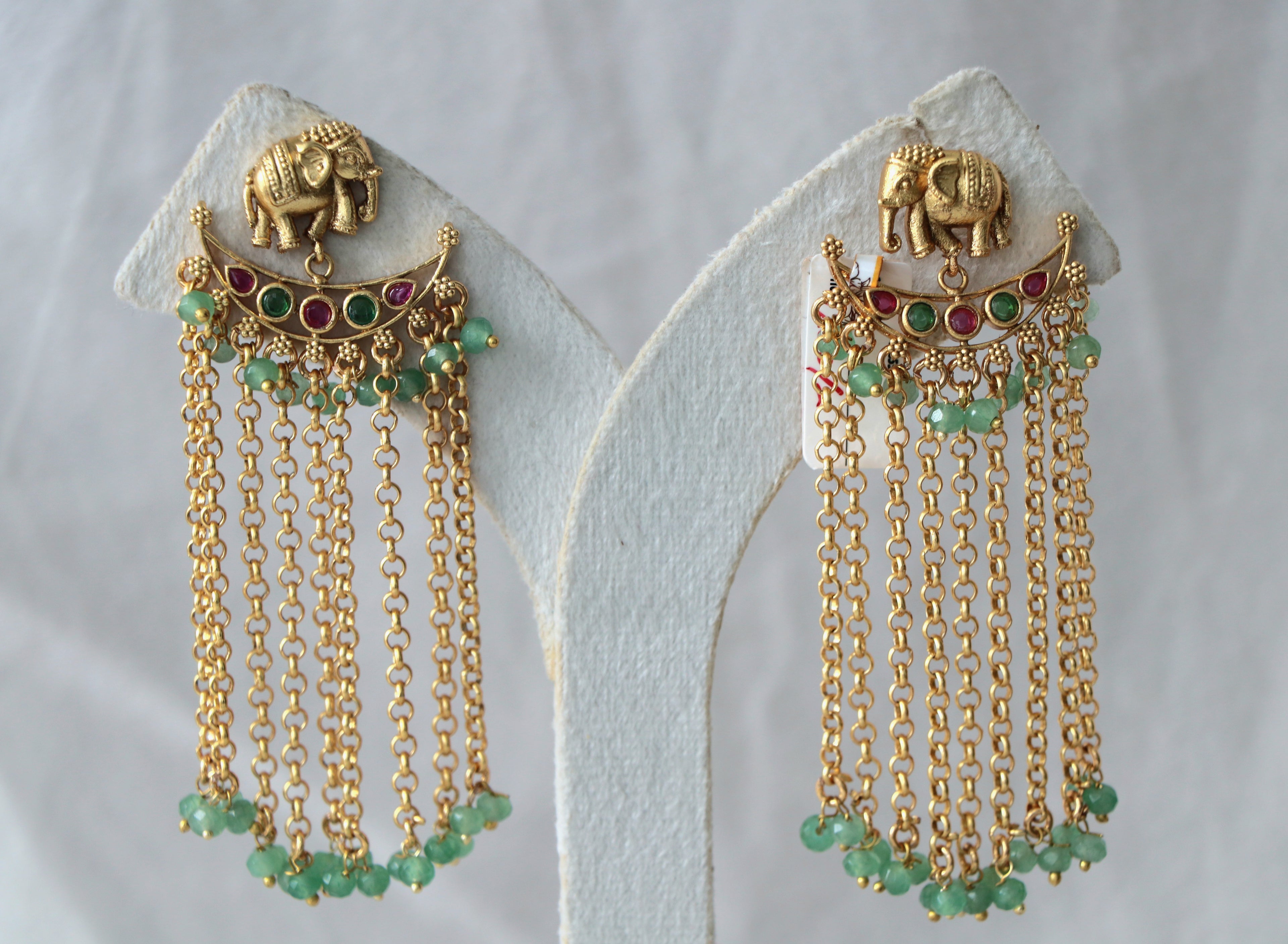 Crescent Elephant Gemstone Earrings