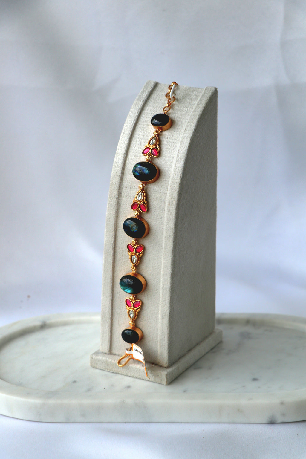 Labradorite Floral Kundan Bracelet