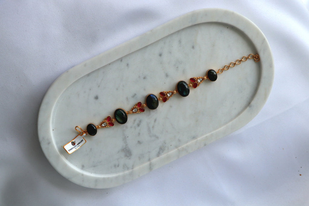 Labradorite Floral Kundan Bracelet