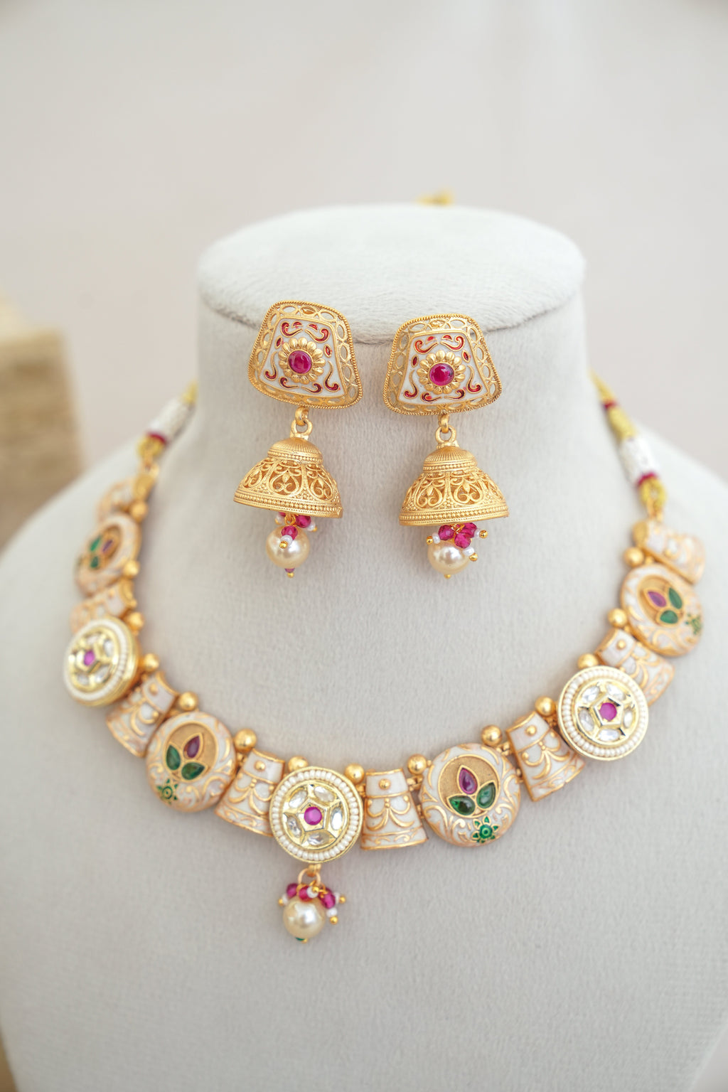 Crimson Bloom Bell Pendant Set