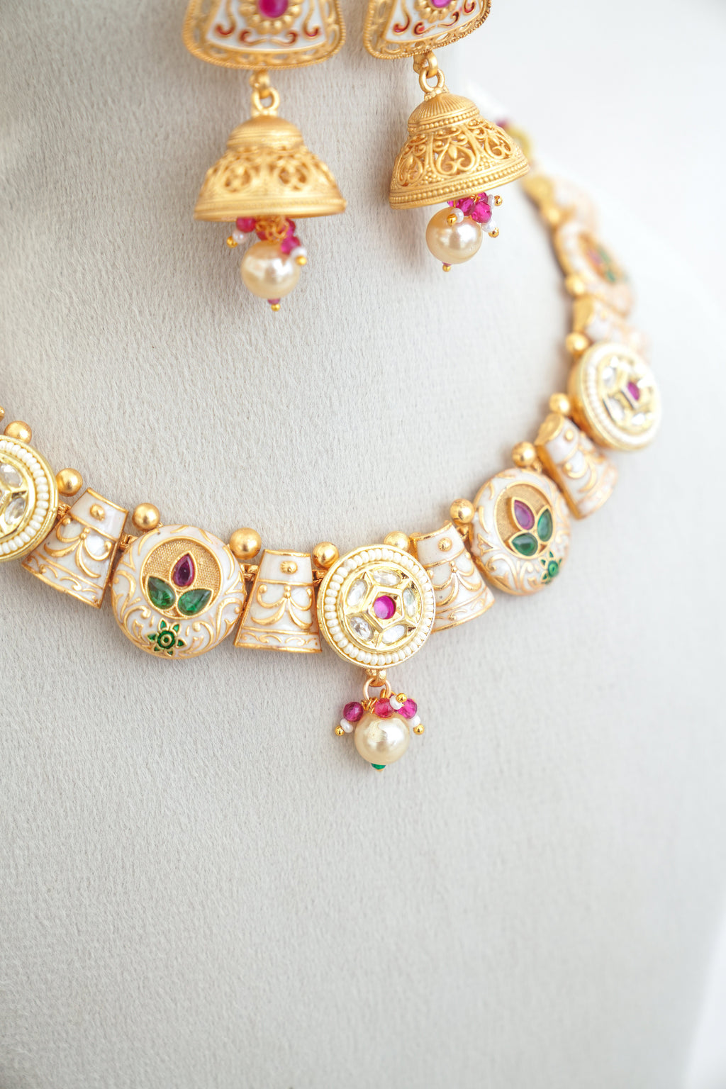 Crimson Bloom Bell Pendant Set