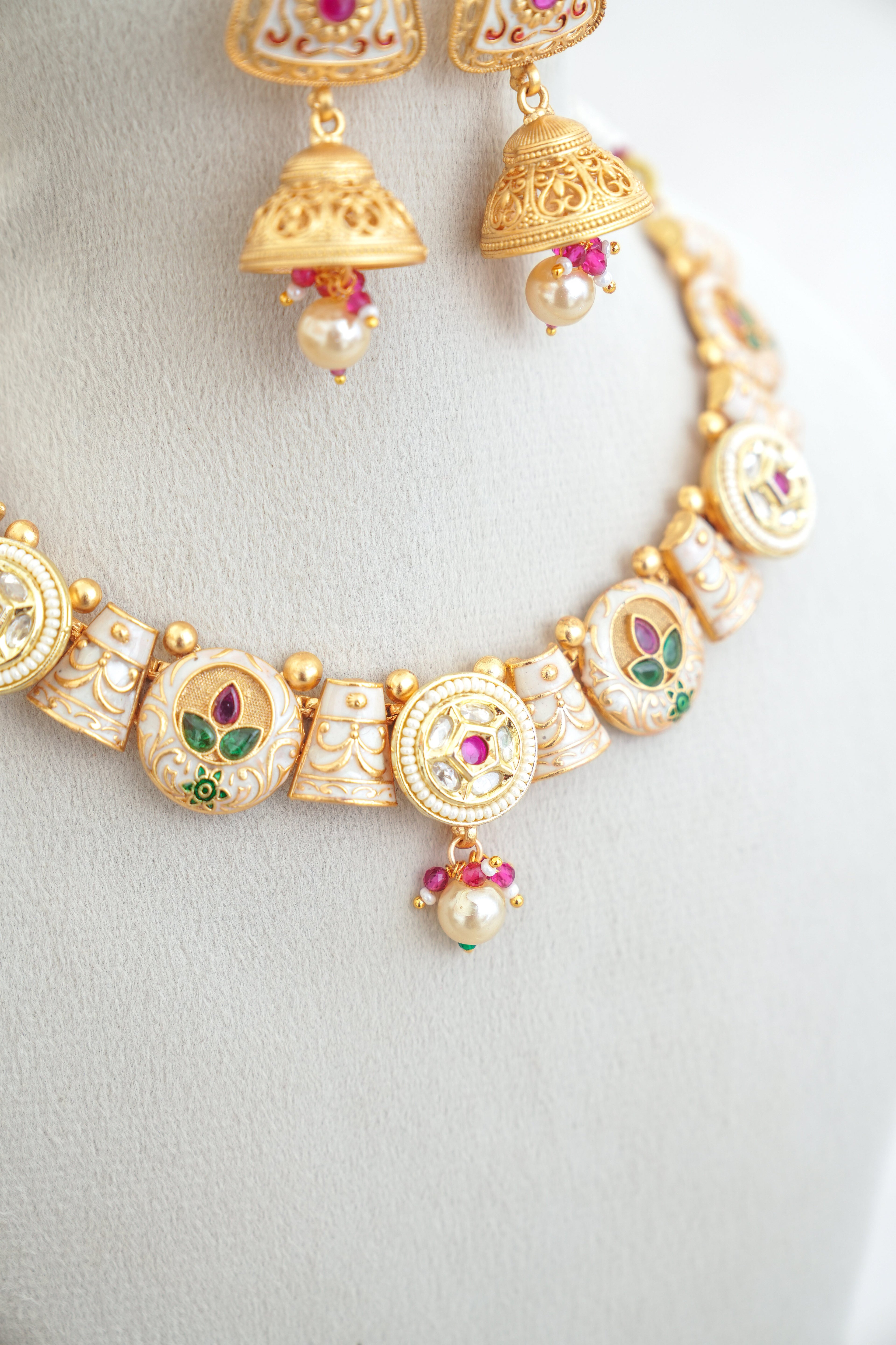 Crimson Bloom Bell Pendant Set