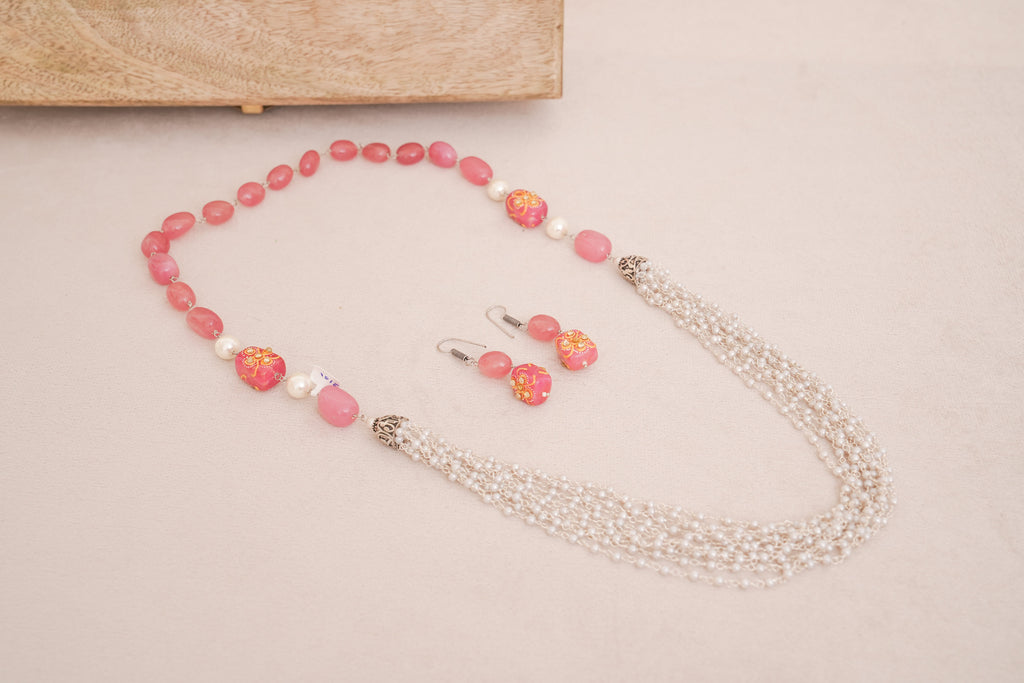 Beads Pearl Multi Strand Necklace Set