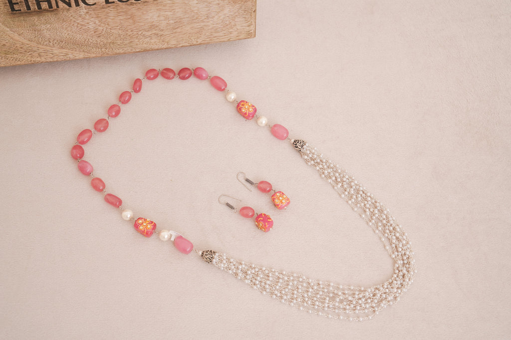 Beads Pearl Multi Strand Necklace Set