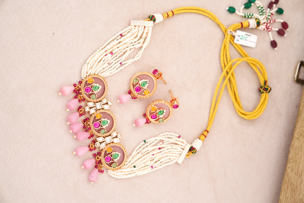 Crimson Bloom Gemstone Necklace Set