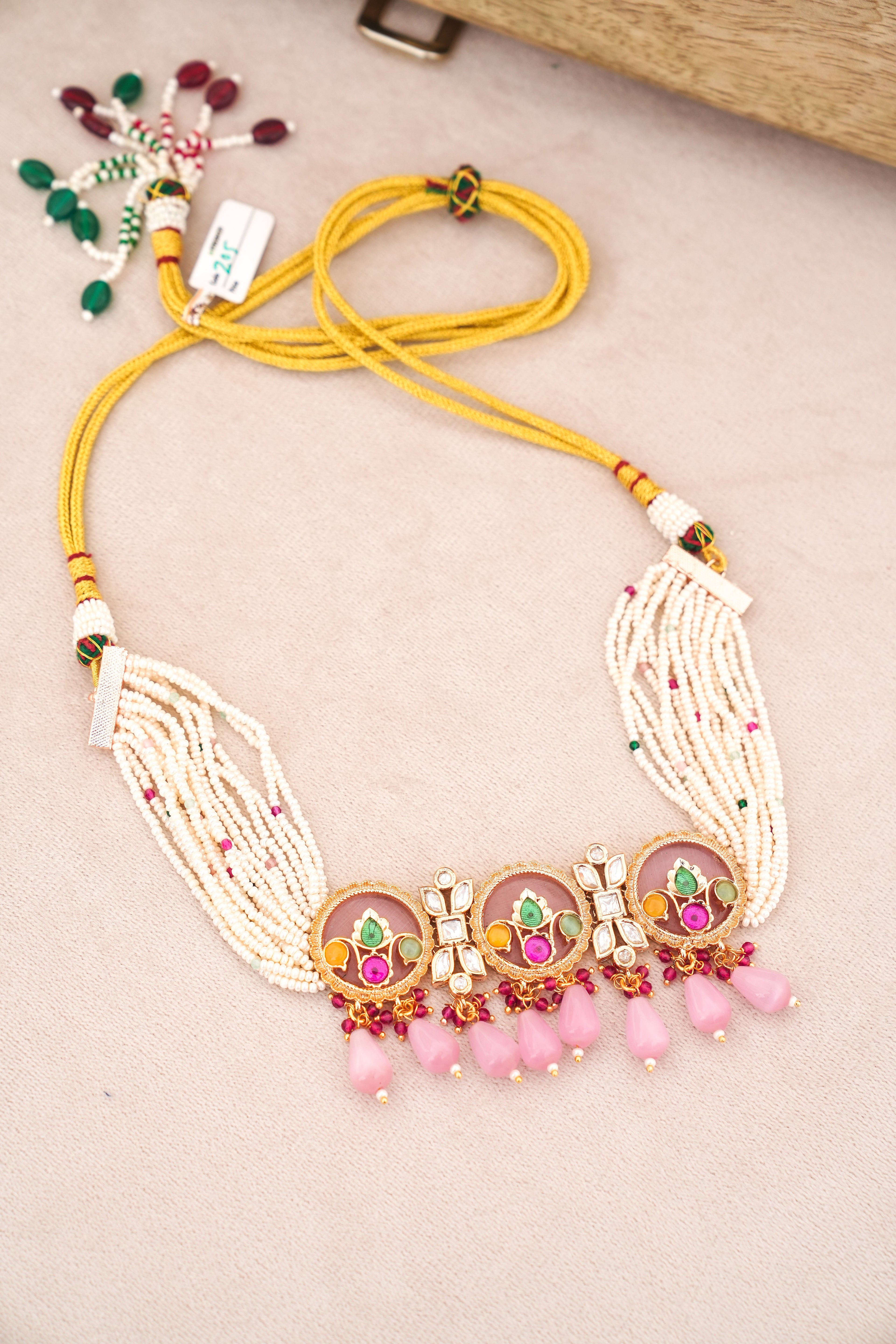Crimson Bloom Gemstone Necklace Set