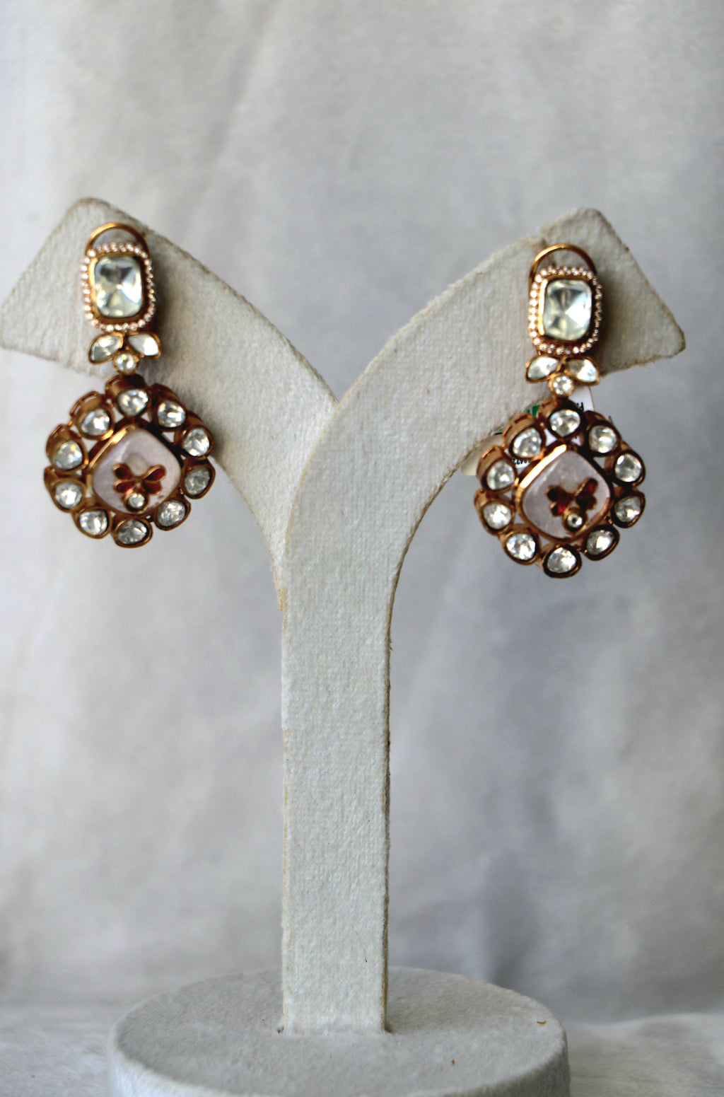 Crimson Bloom Kundan Earrings