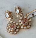 Crimson Bloom Kundan Earrings