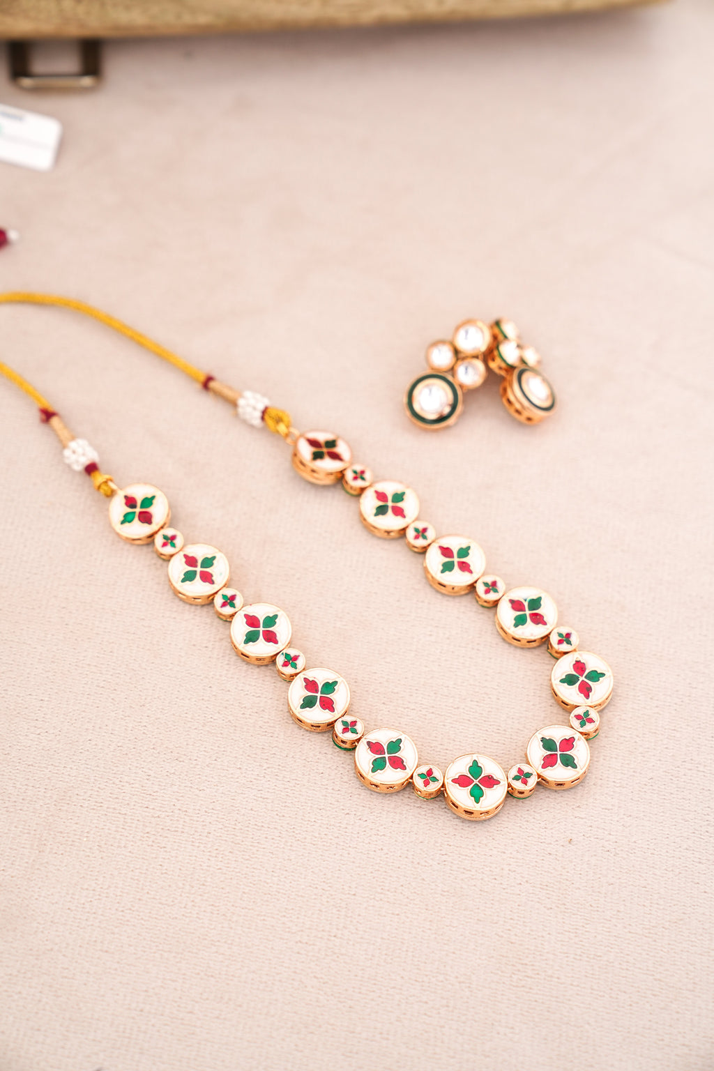 Crimson Bloom Kundan Necklace Set