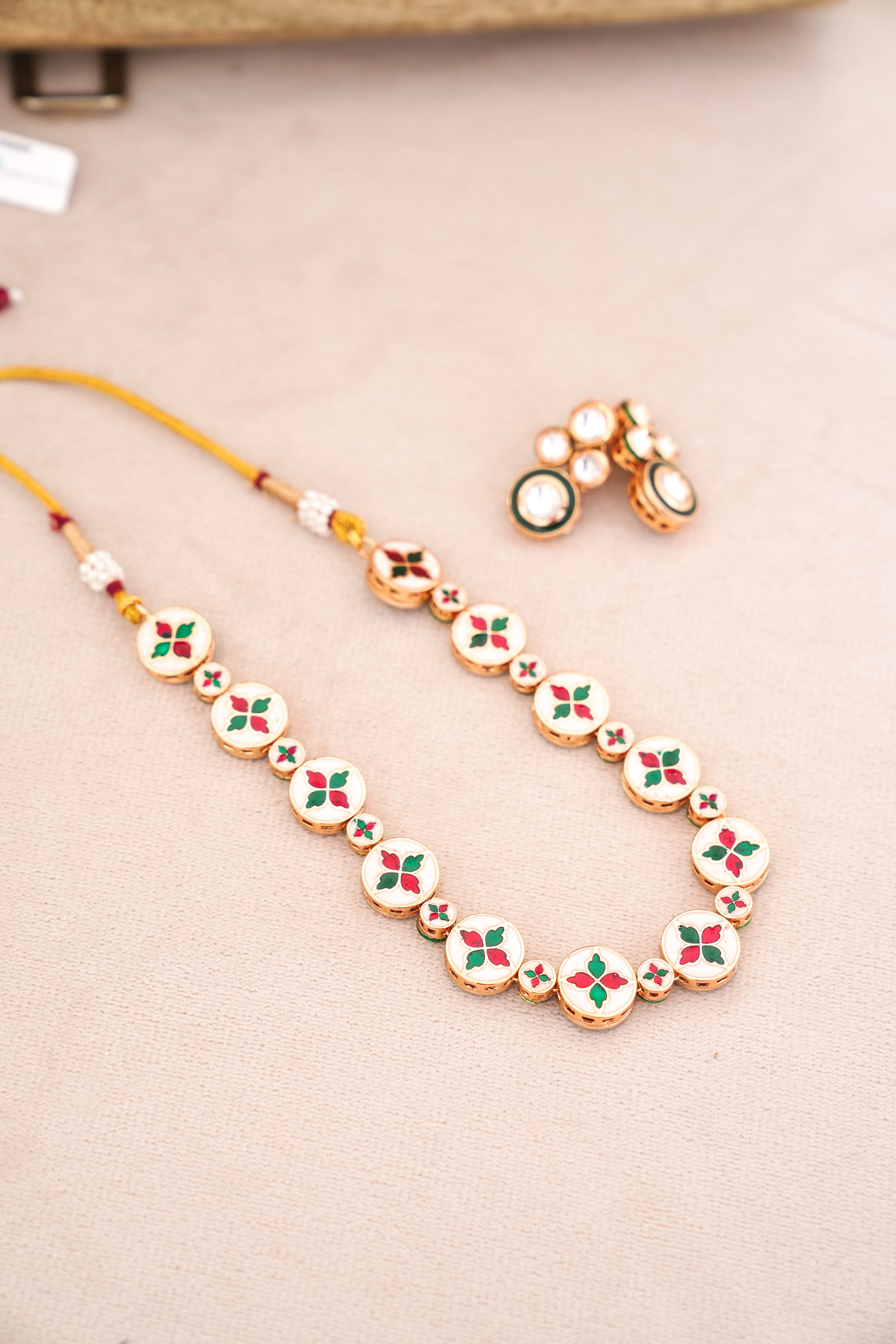 Crimson Bloom Kundan Necklace Set