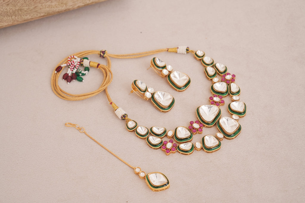 Noor Emerald Meenakari Kundan Polki Necklace Set