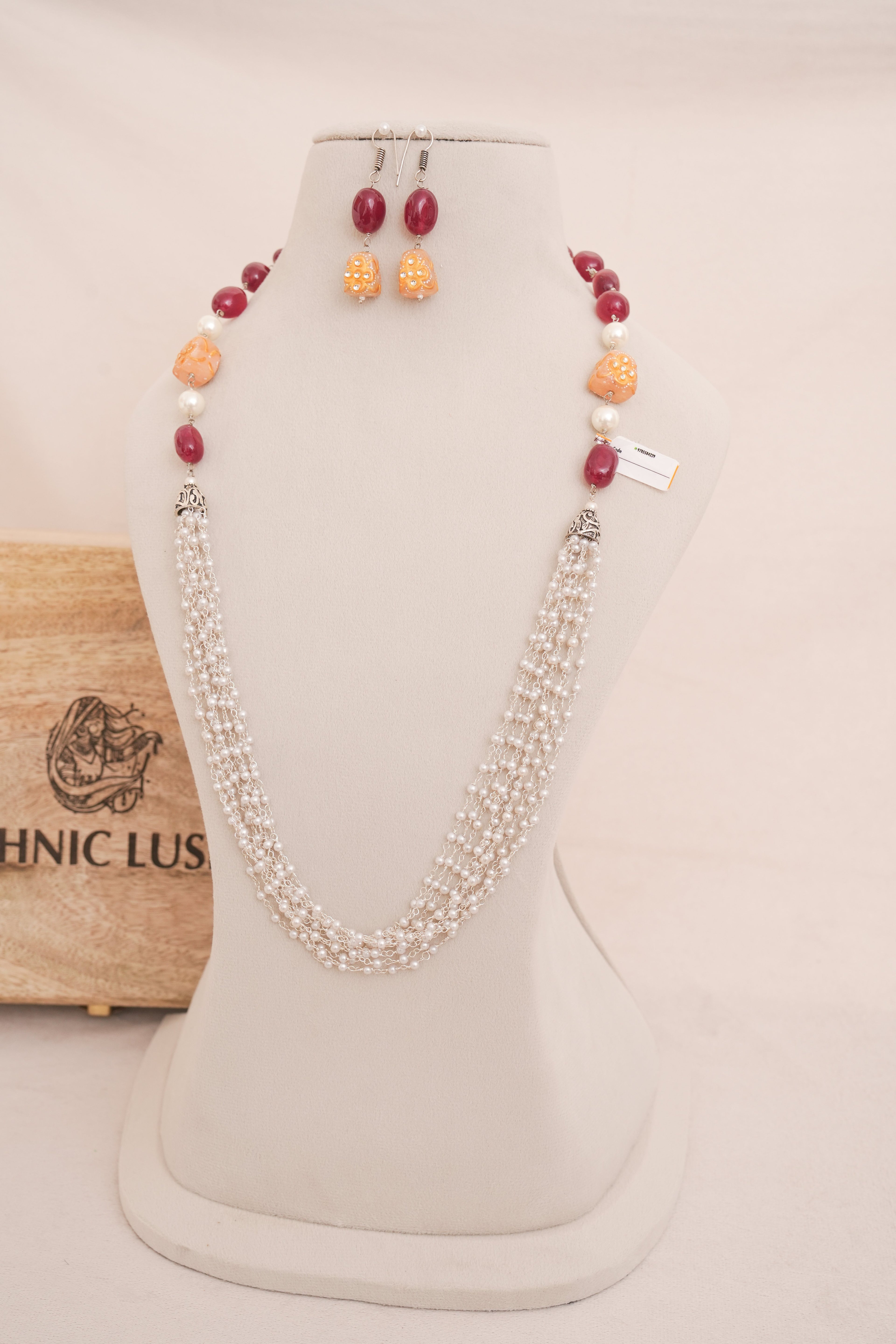Beads Pearl Multi Strand Necklace Set