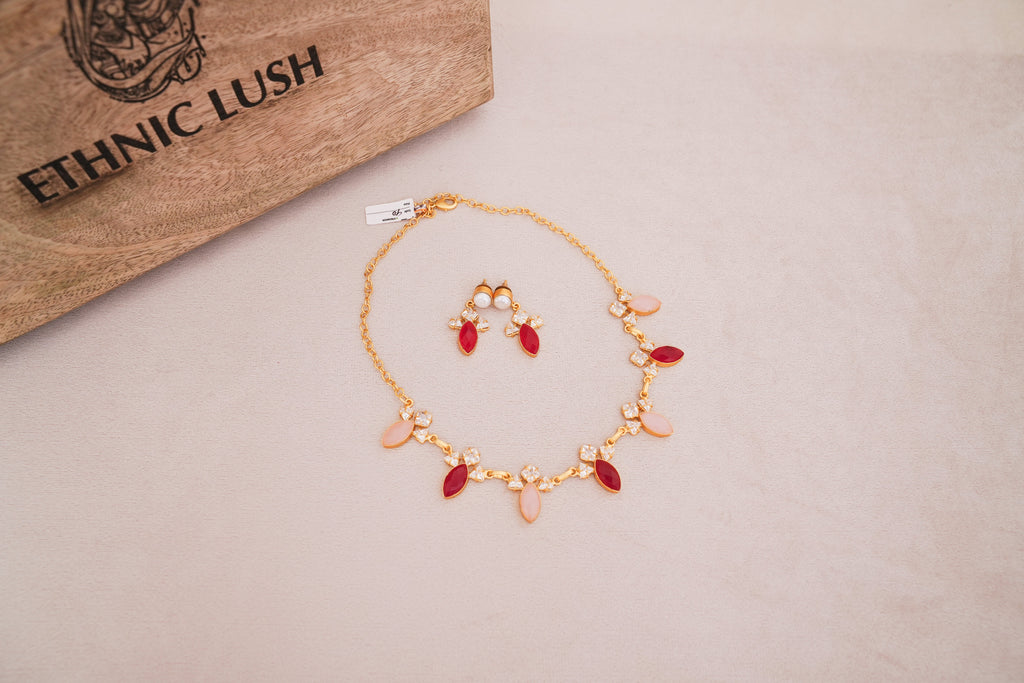 Carnelion & Rose Quartz Choker Set