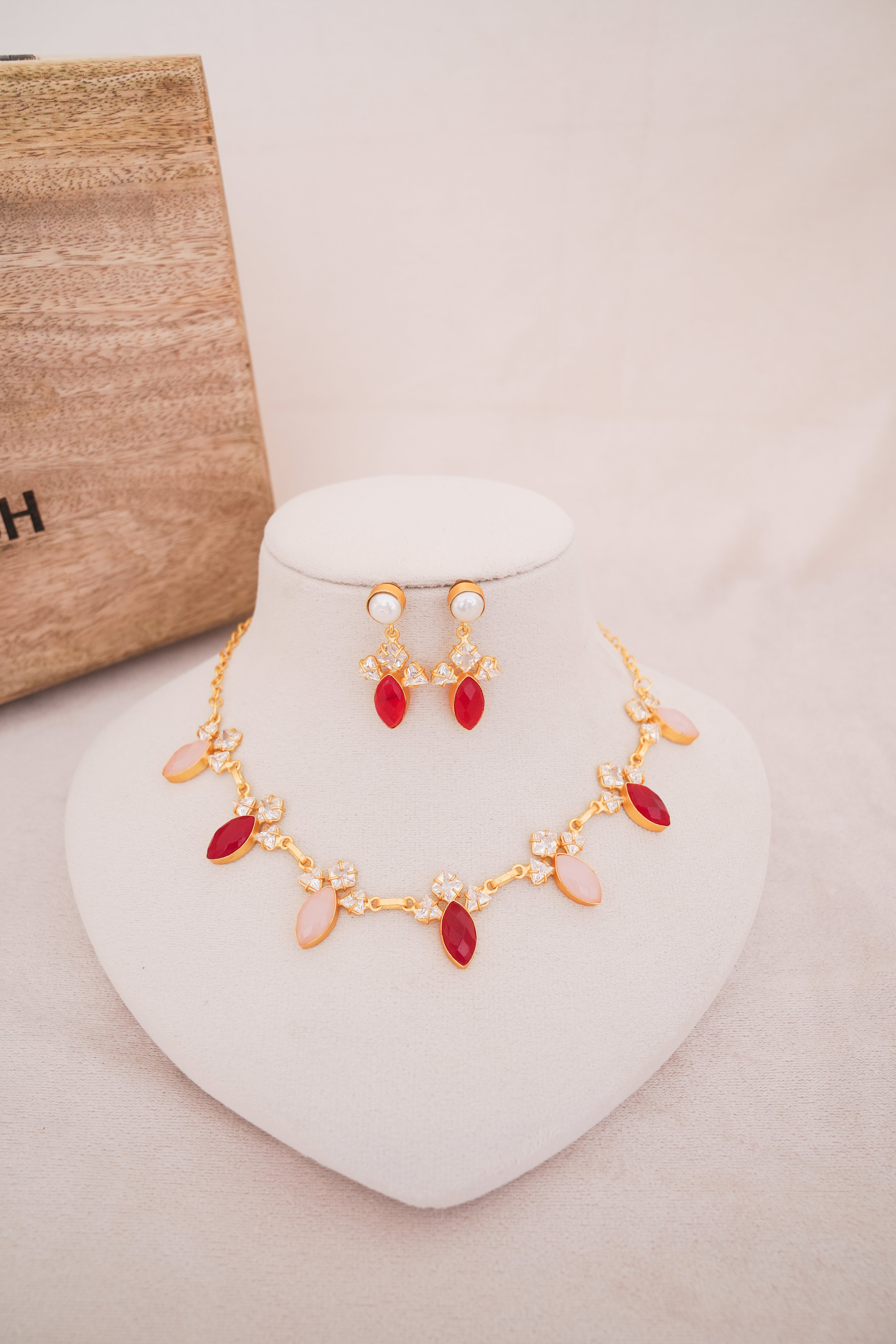 Carnelion & Rose Quartz Choker Set