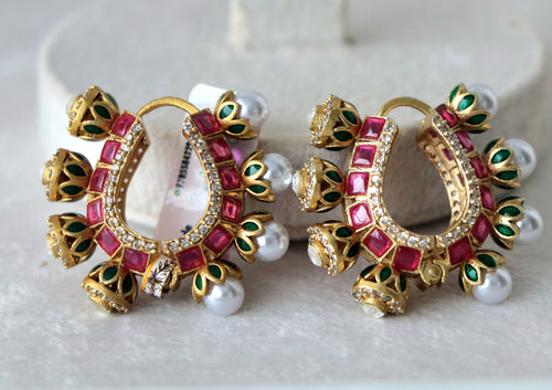 Amrapali Polki Pearl Baali Earrings
