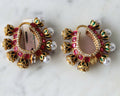 Crimson Bloom Pearl Earrings