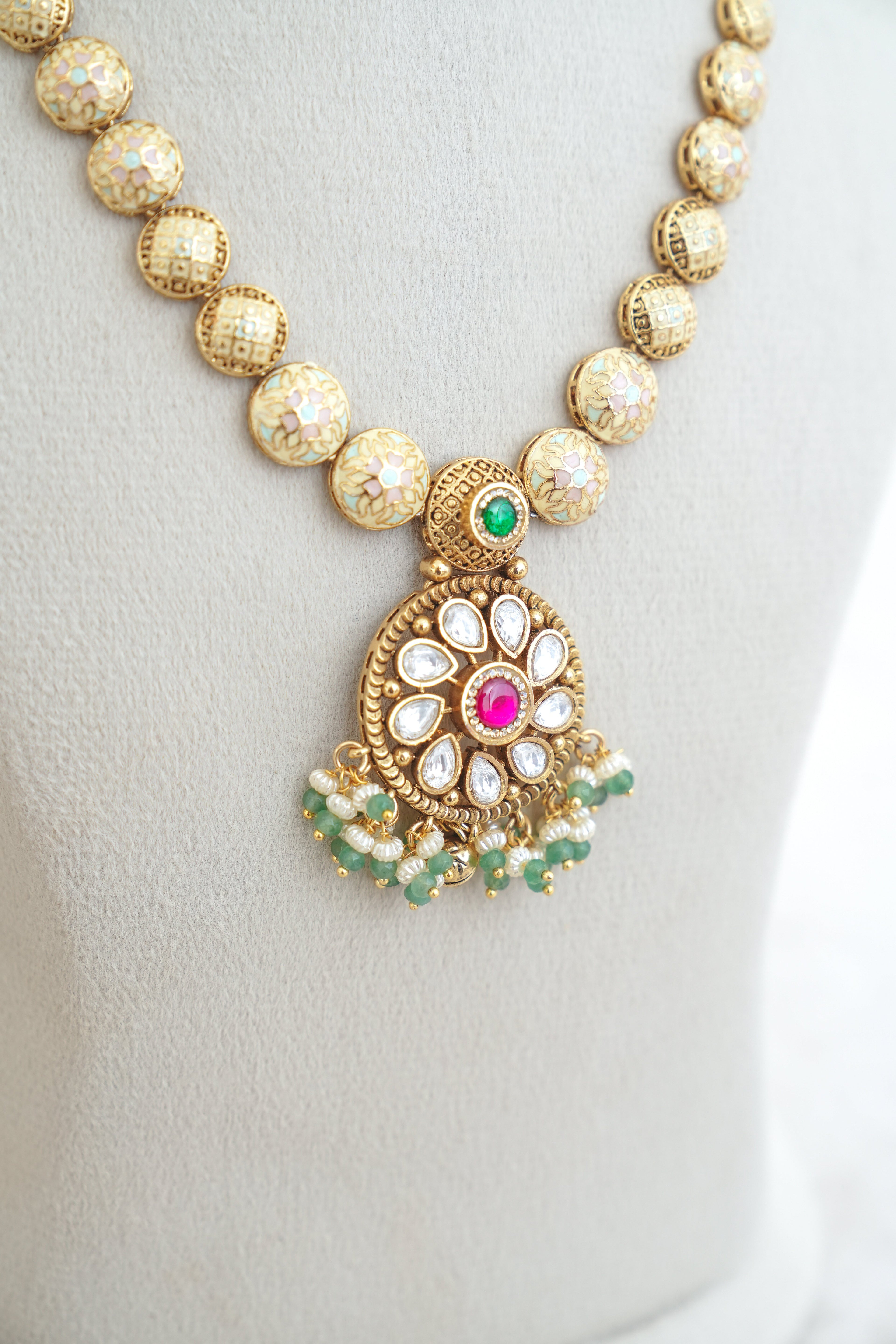 Crimson Bloom Regal Necklace Set