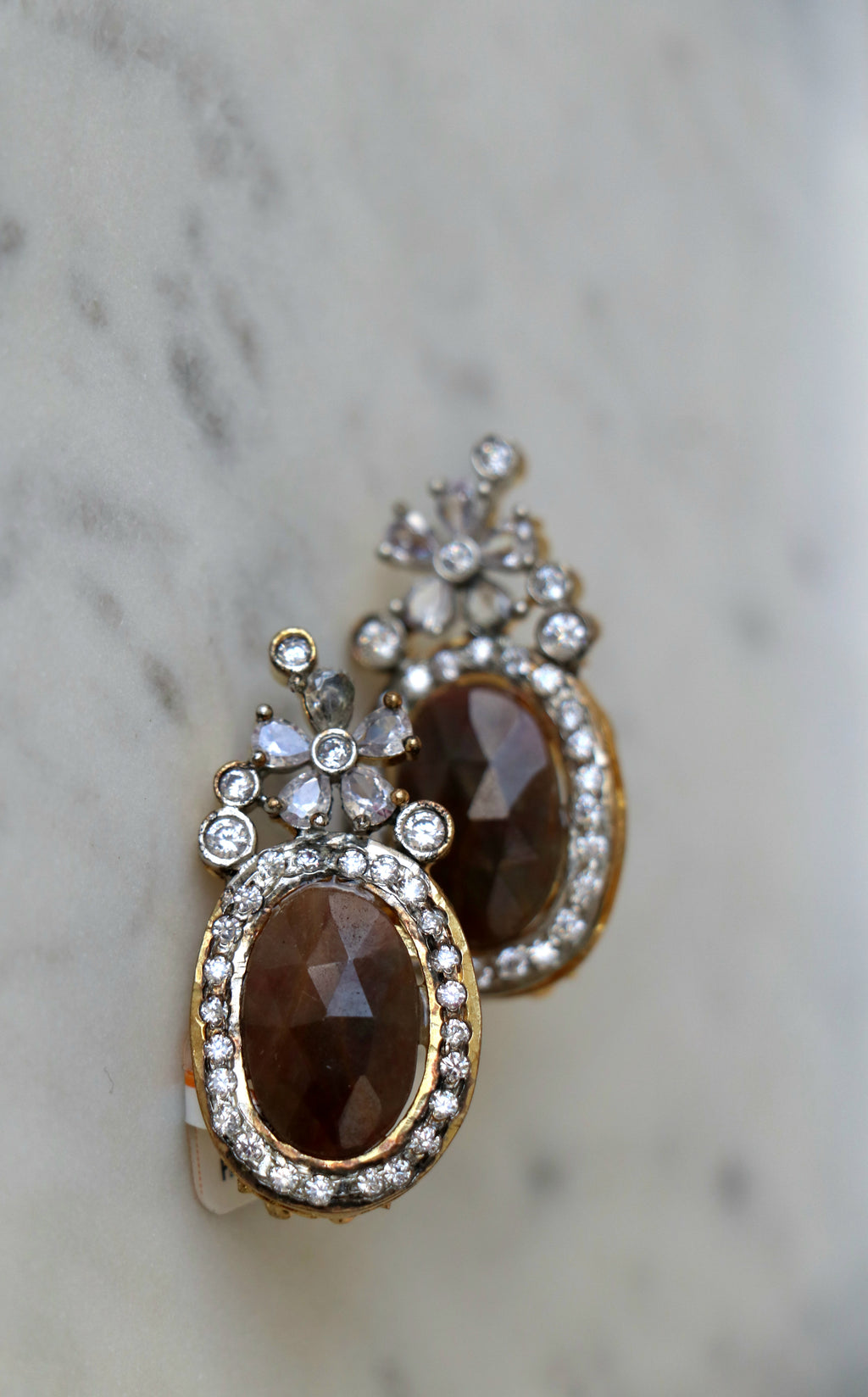 Crimson Sapphire Bloom Statement Earrings
