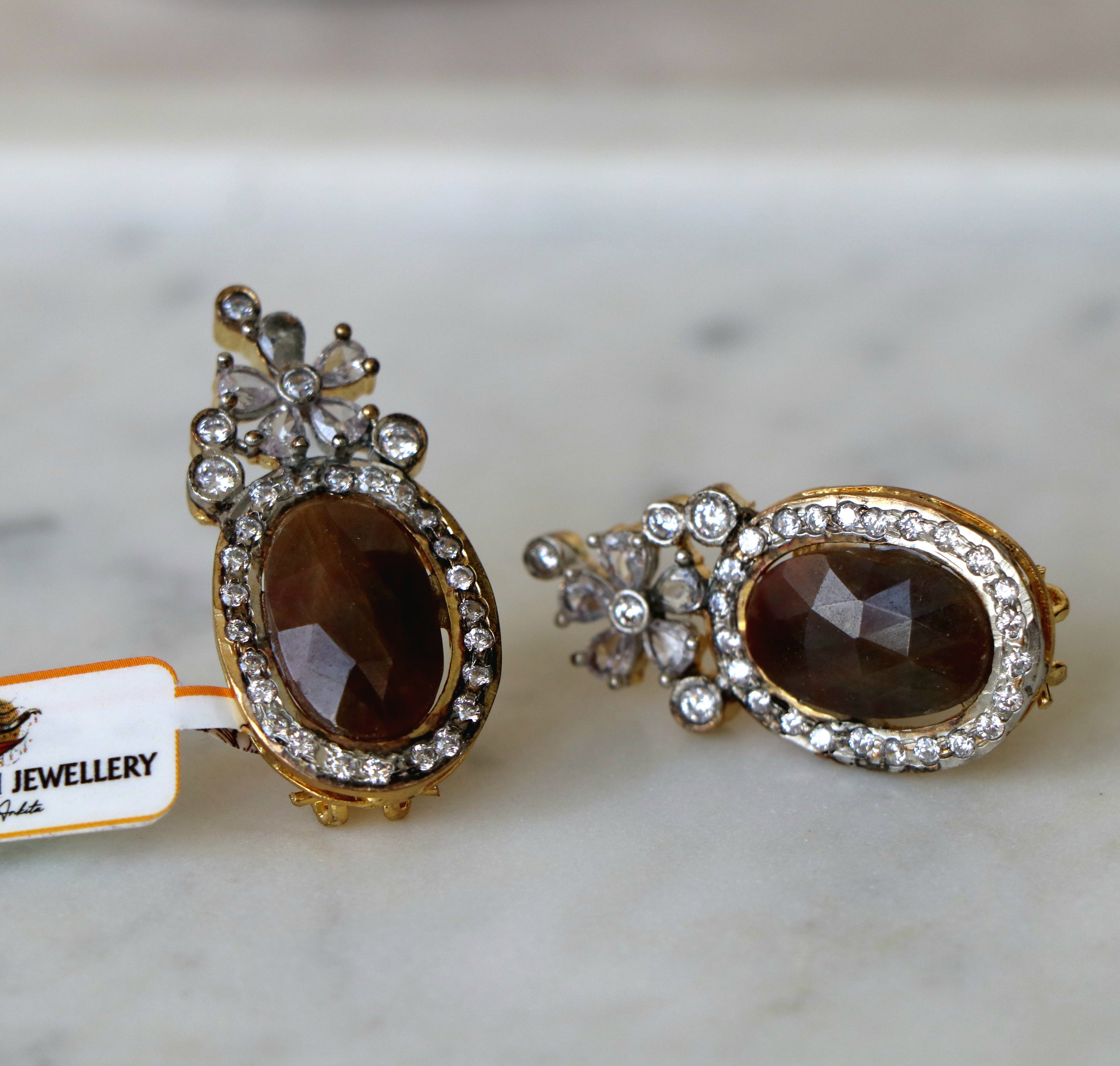 Crimson Sapphire Bloom Statement Earrings