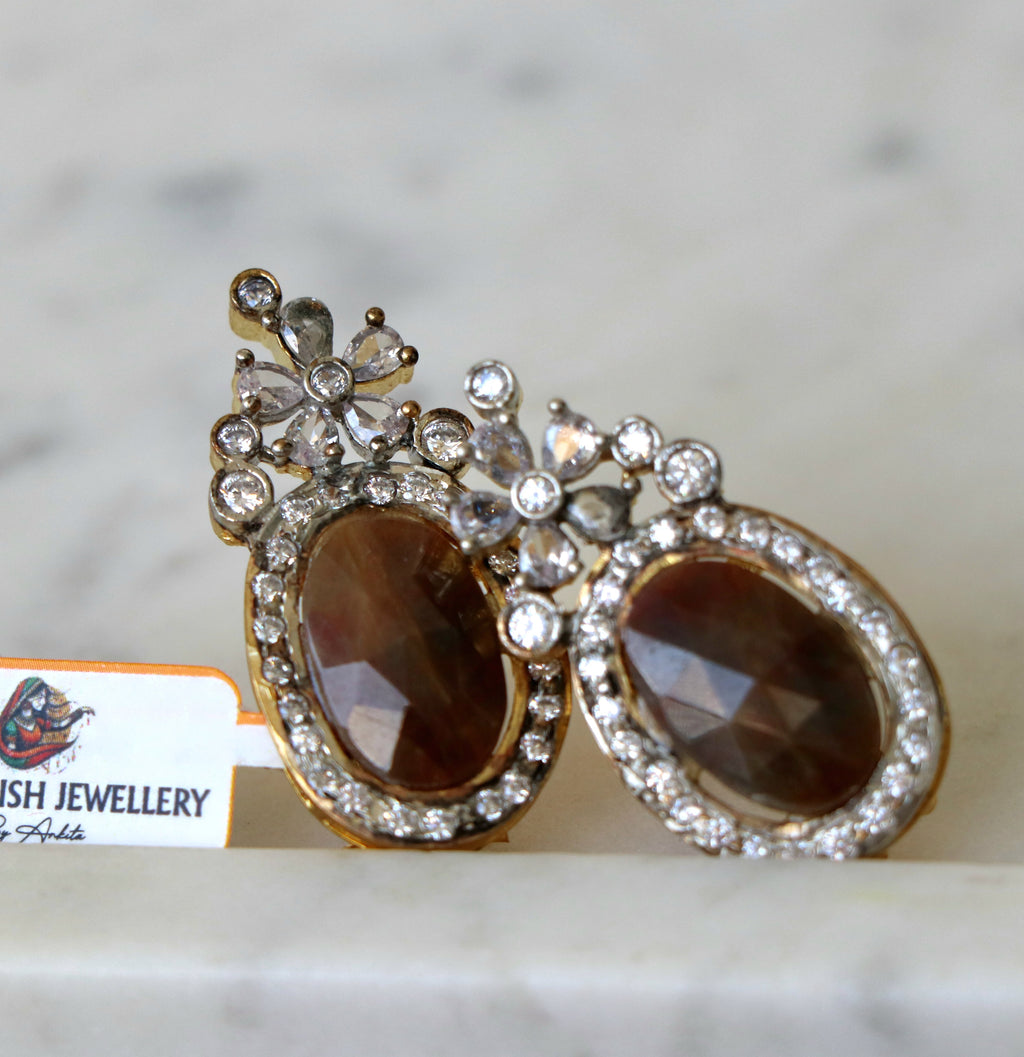 Crimson Sapphire Bloom Statement Earrings