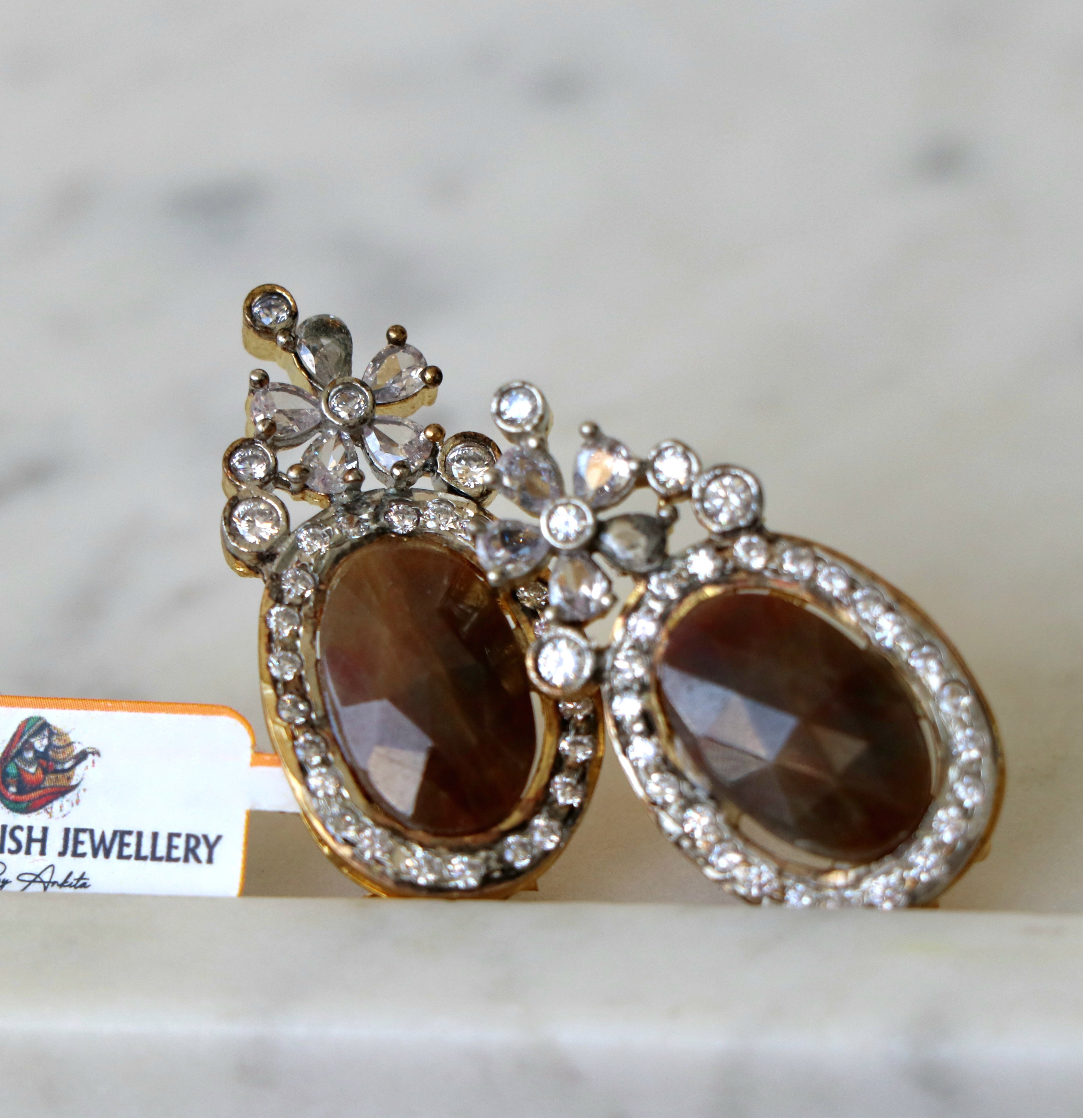 Crimson Sapphire Bloom Statement Earrings