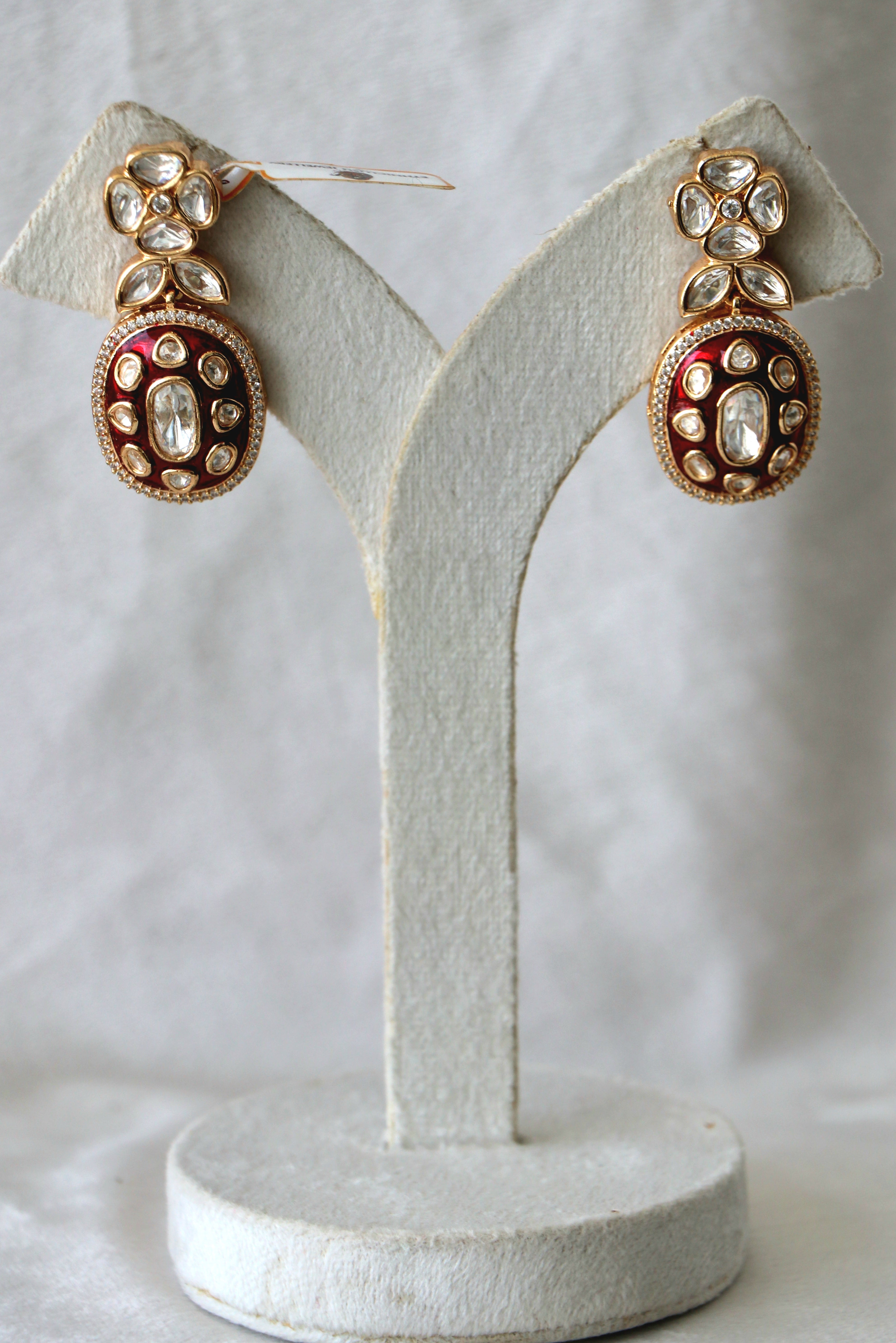 Crimson Bloom Enamel Statement Earrings