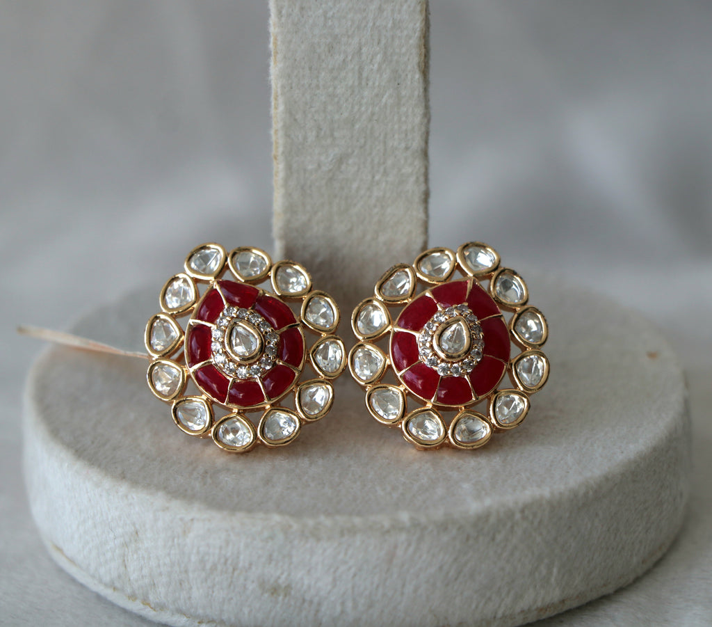 Crimson Bloom Stud Earrings