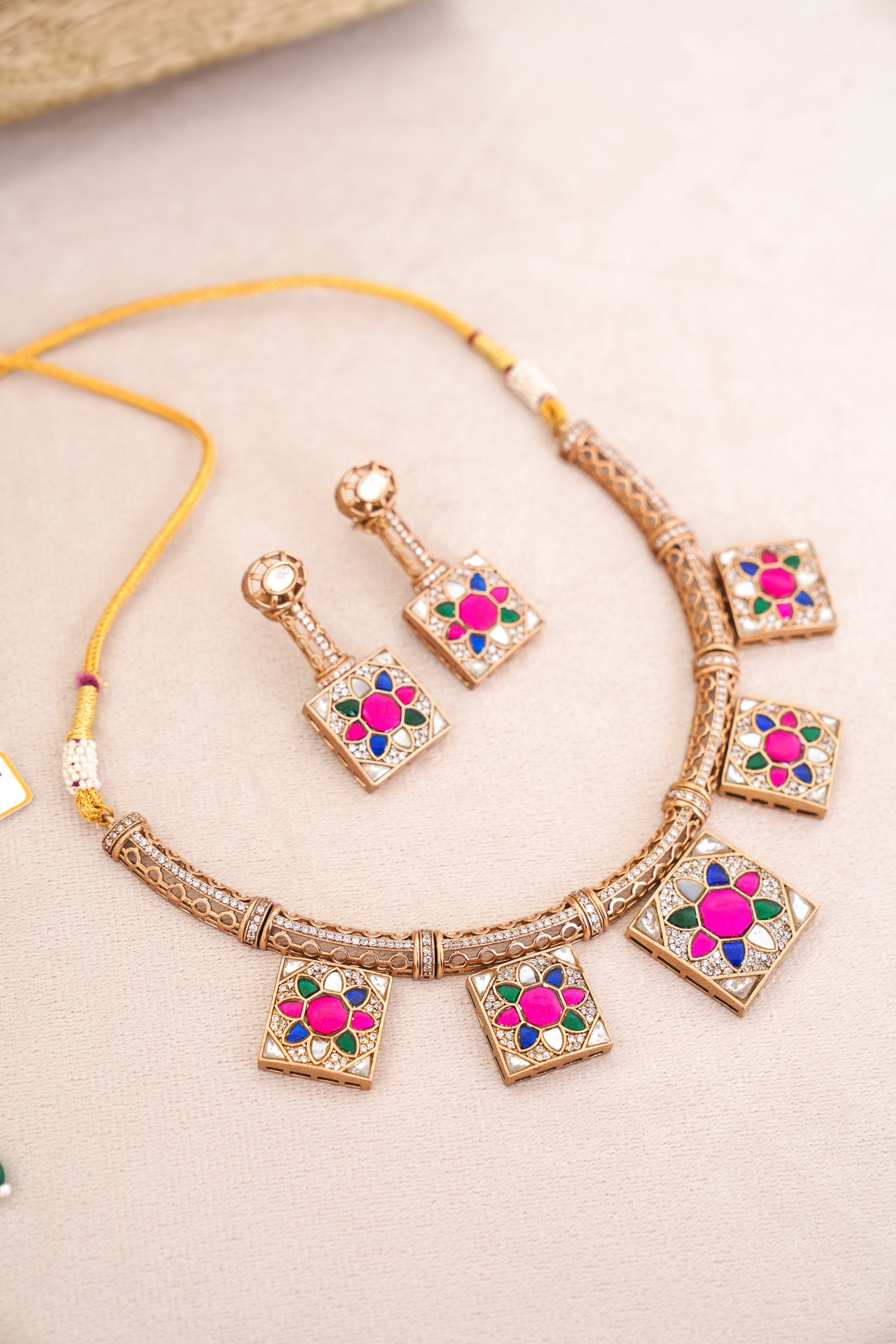 Crimson Bloom Statement Necklace Set