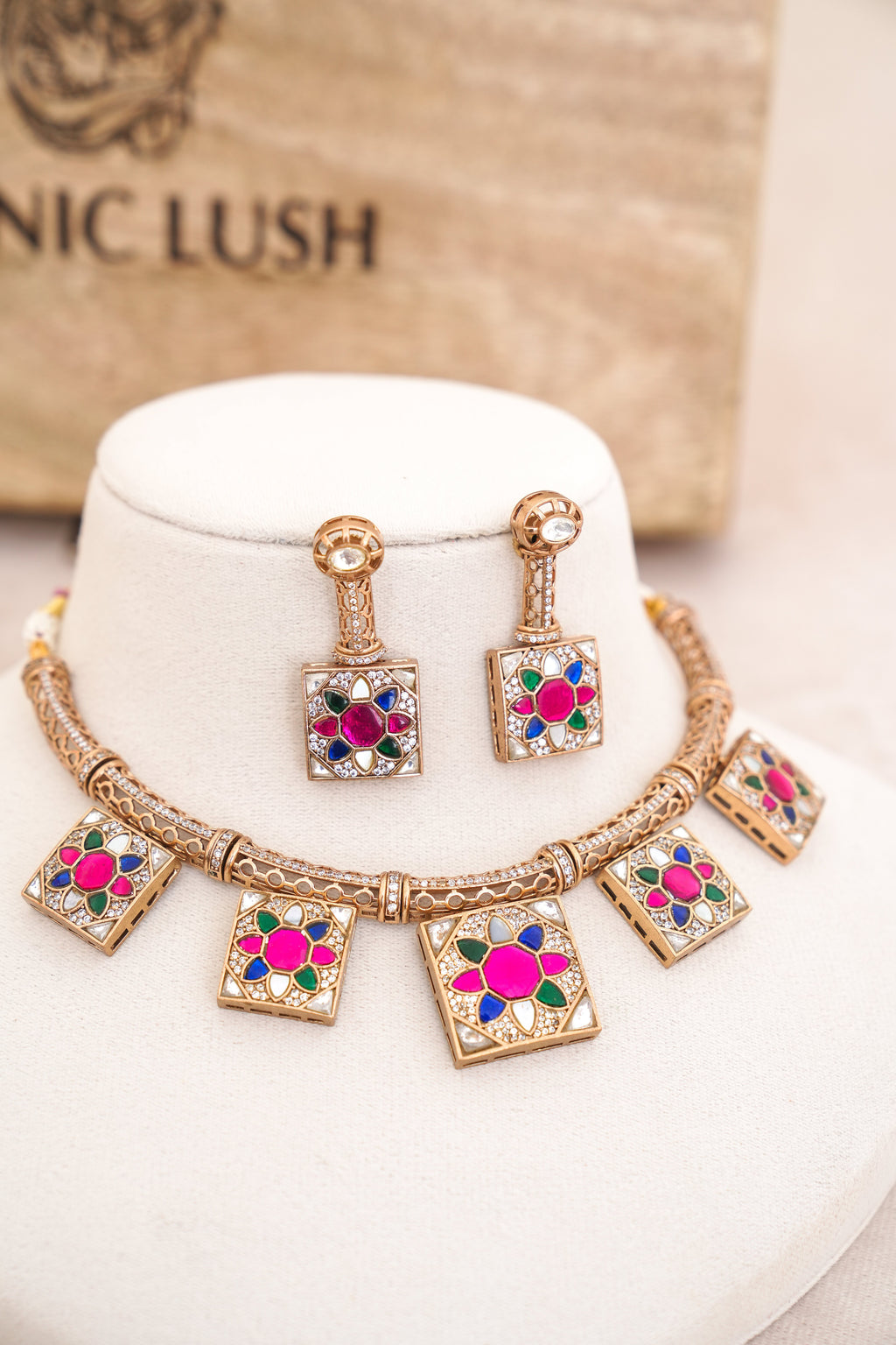 Crimson Bloom Statement Necklace Set