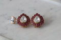 Crimson Polki Bloom Teardrop Earrings