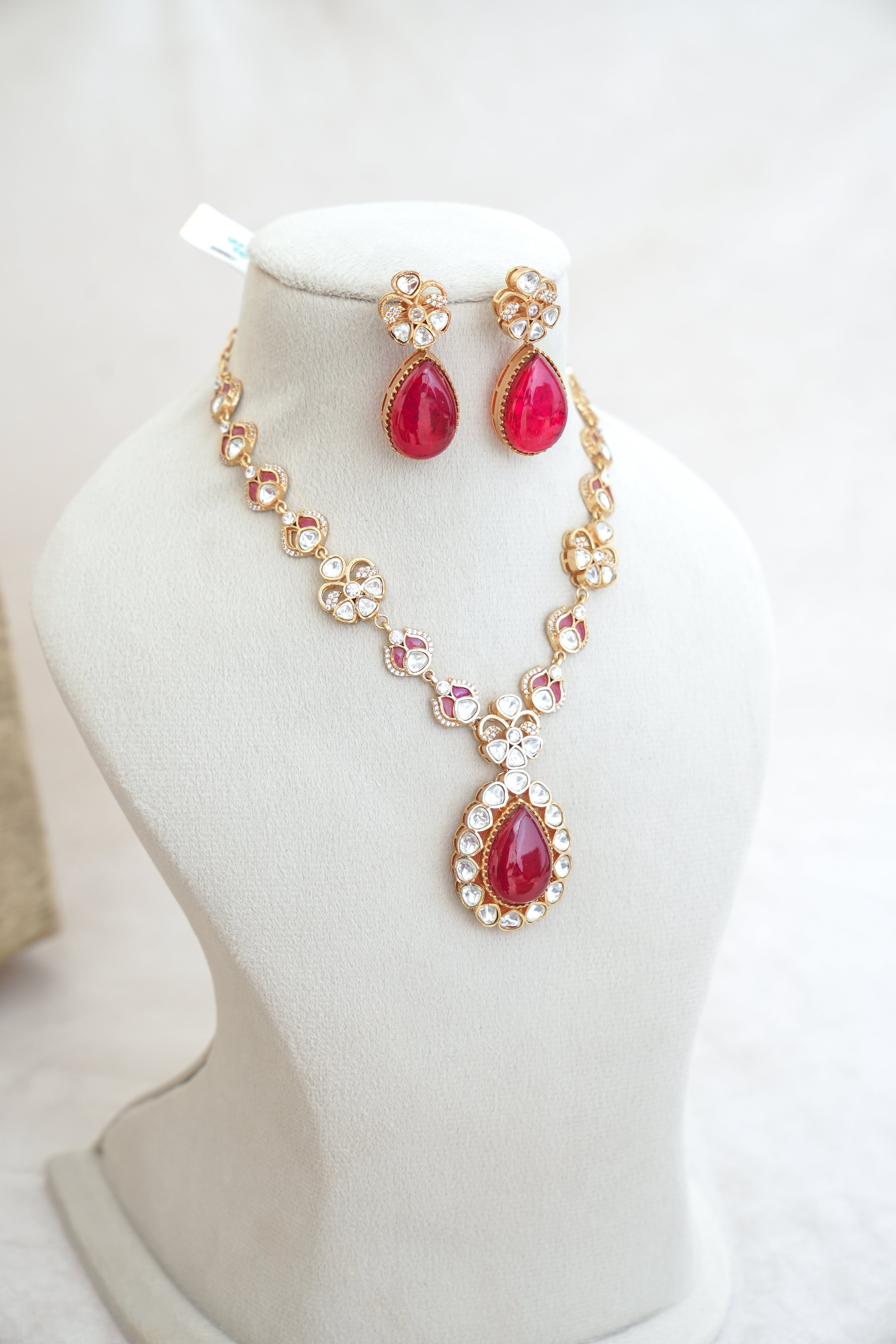 Crimson Bloom Teardrop Set