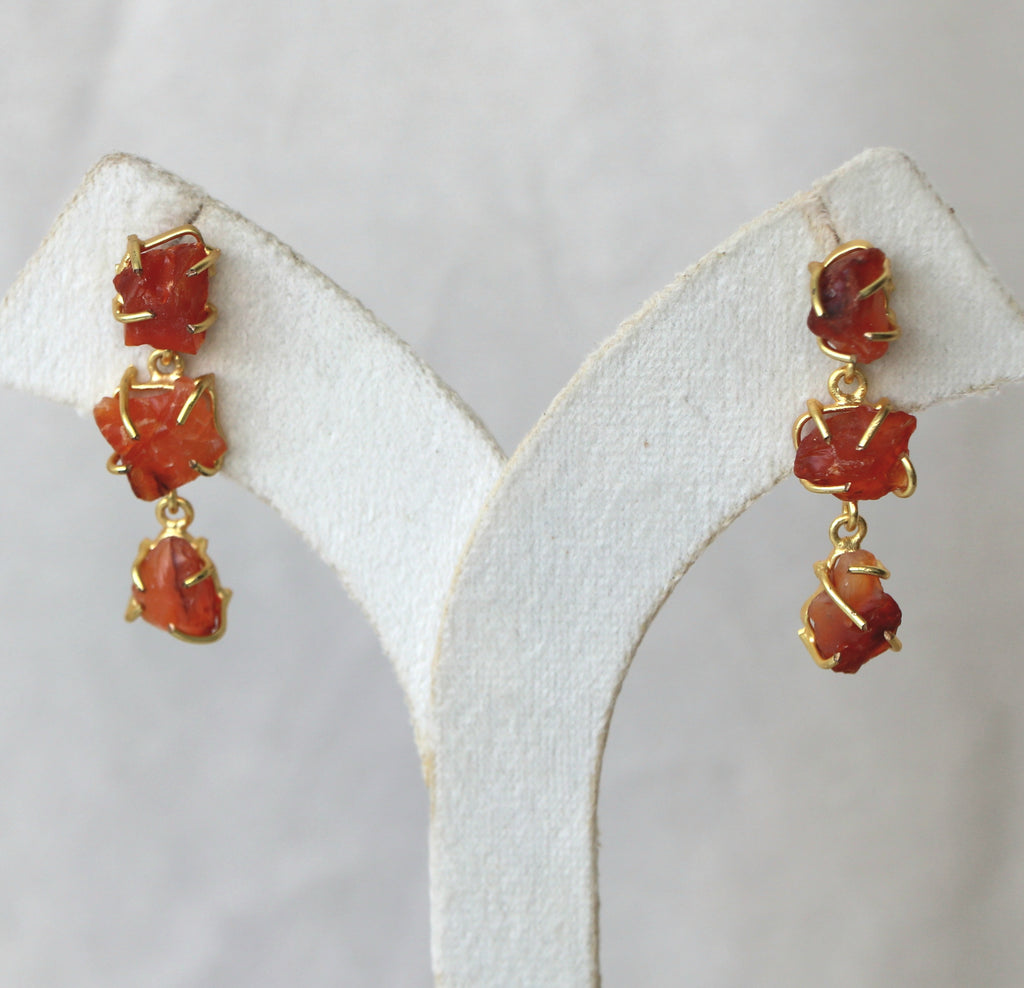 Carnelion Stone Cascade Earrings