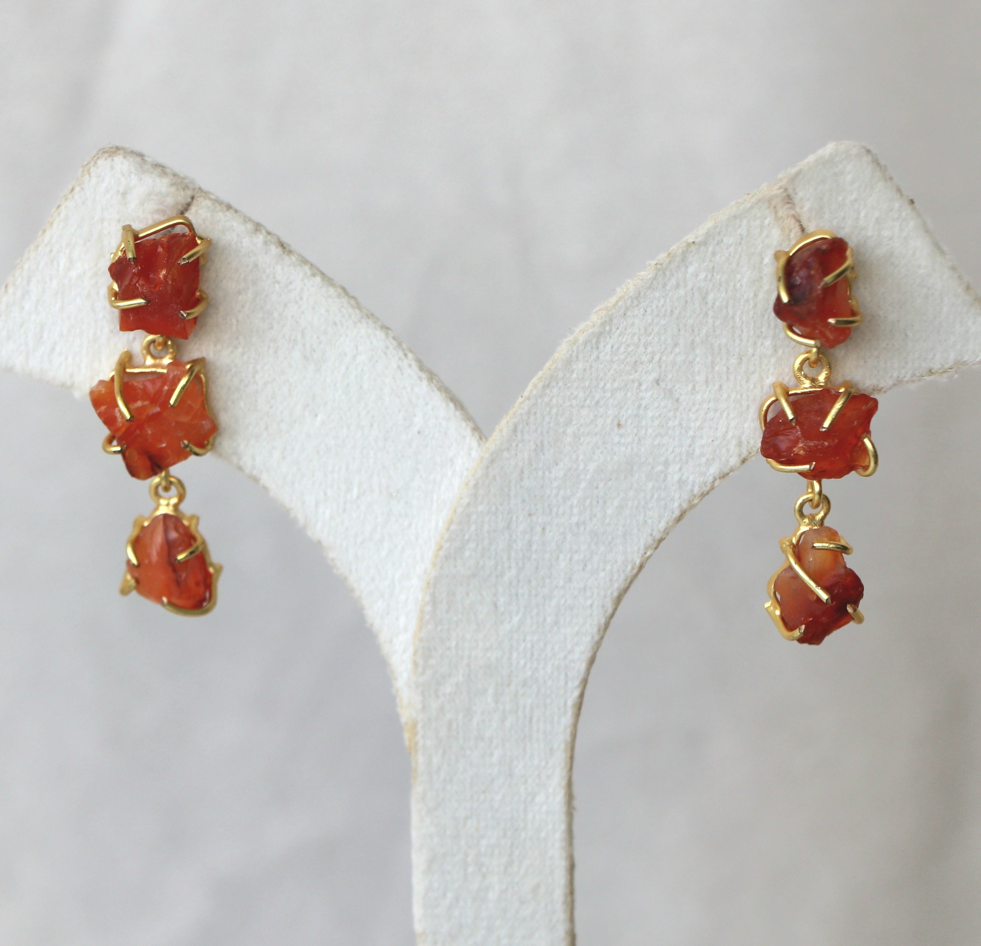 Carnelion Stone Cascade Earrings