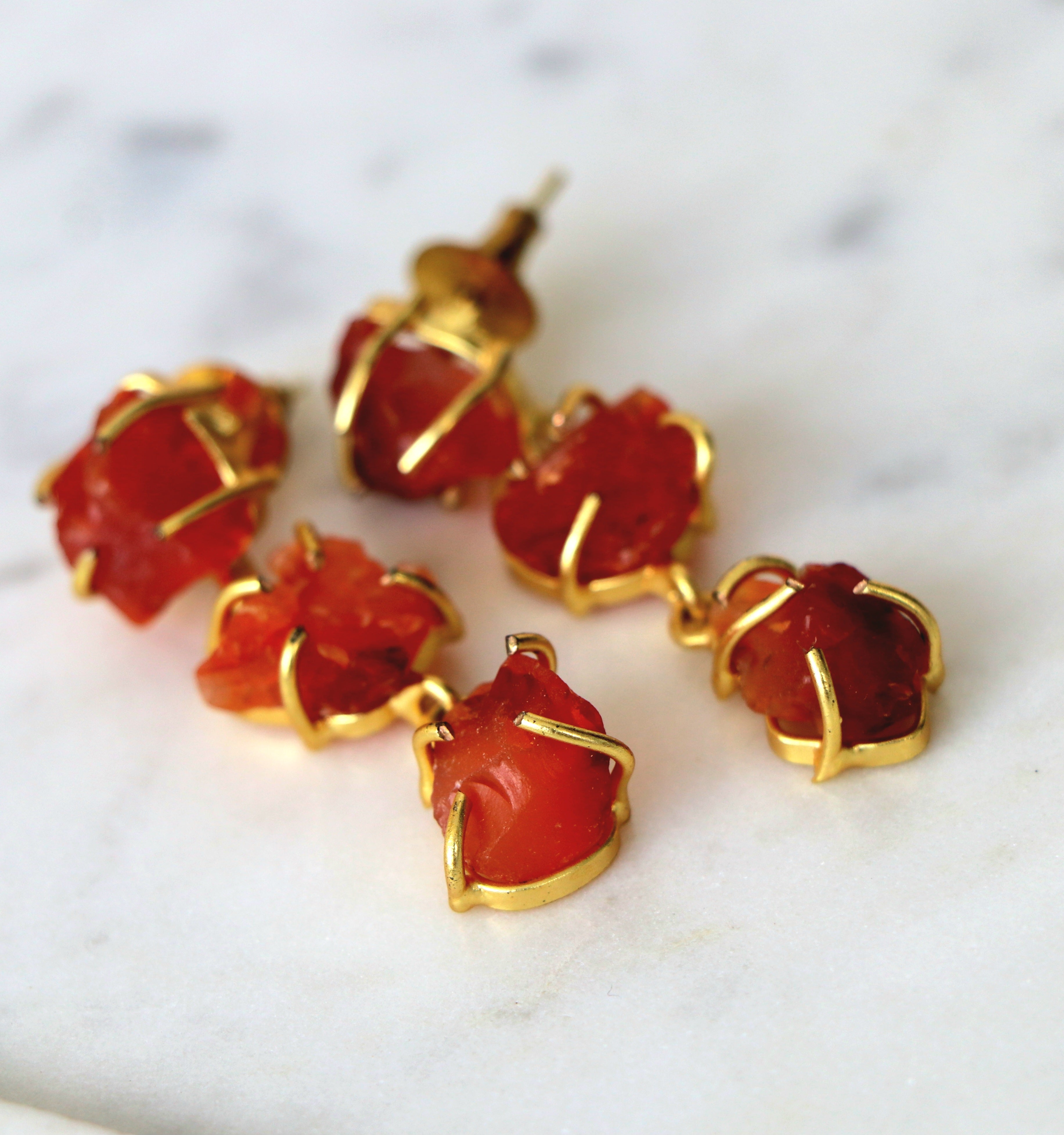 Carnelion Stone Cascade Earrings