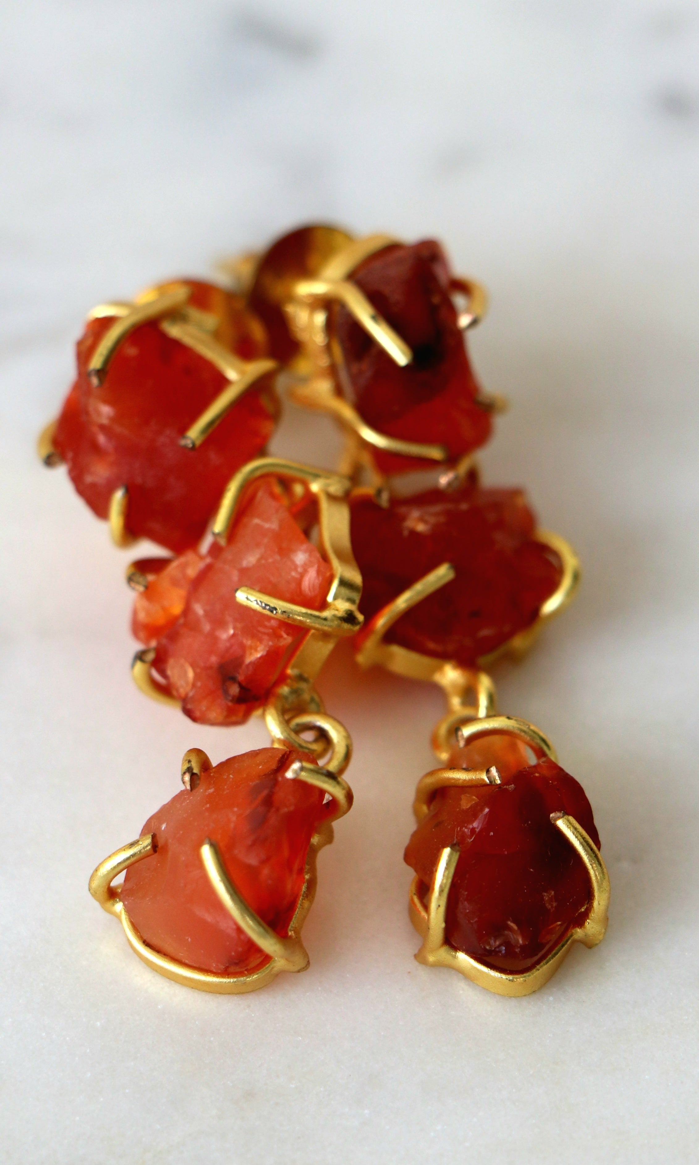 Carnelion Stone Cascade Earrings