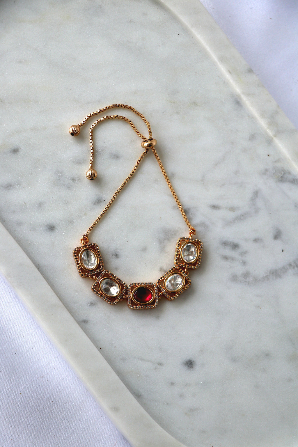 Geometric Kundan Adjustable Bracelet