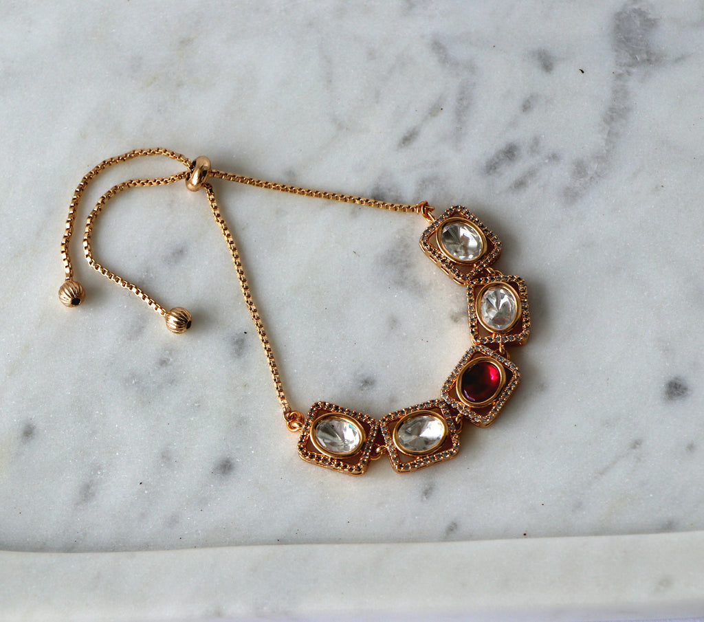 Geometric Kundan Adjustable Bracelet
