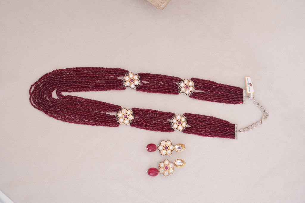 Kundan Multi Strand Necklace Set