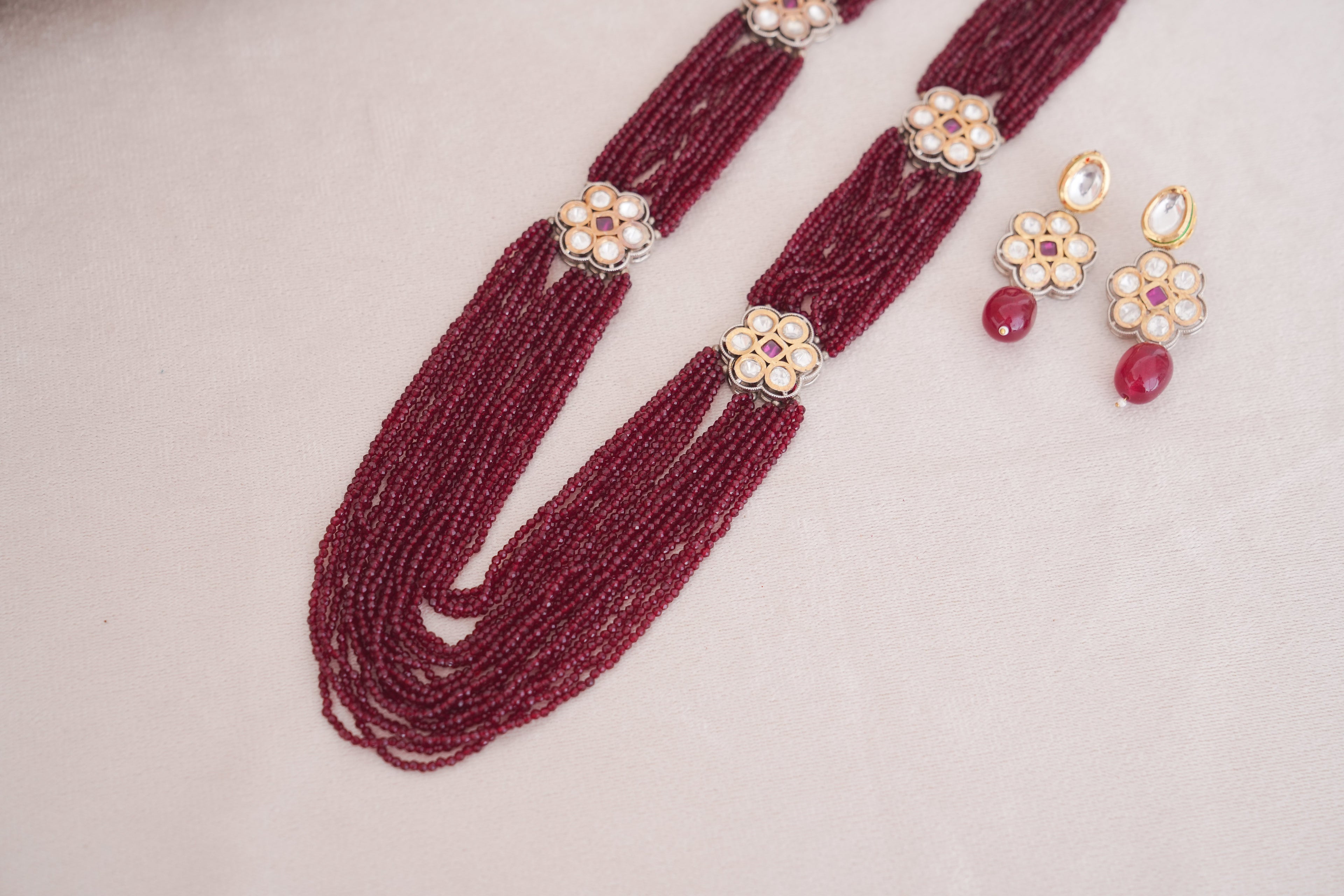 Kundan Multi Strand Necklace Set