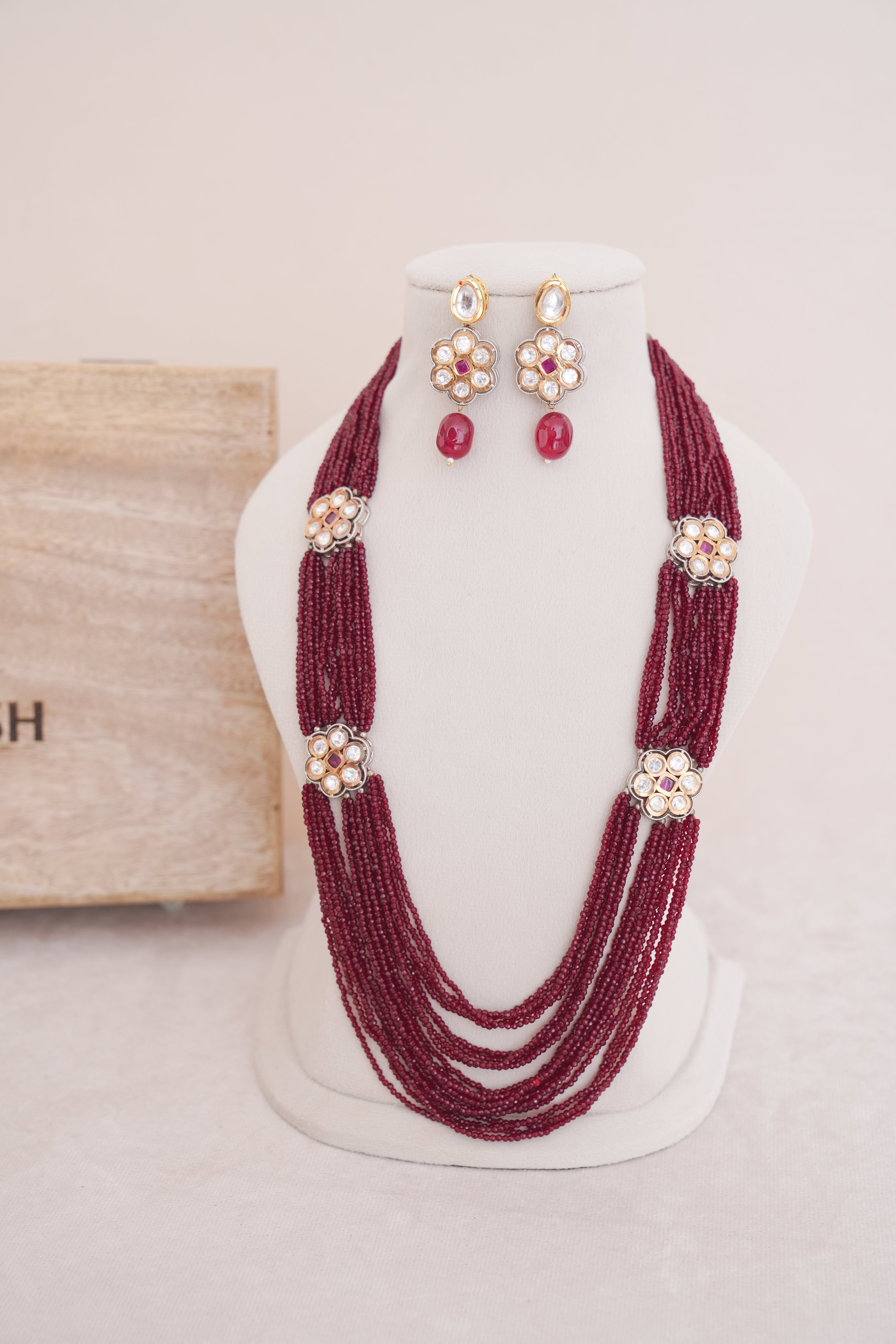 Kundan Multi Strand Necklace Set