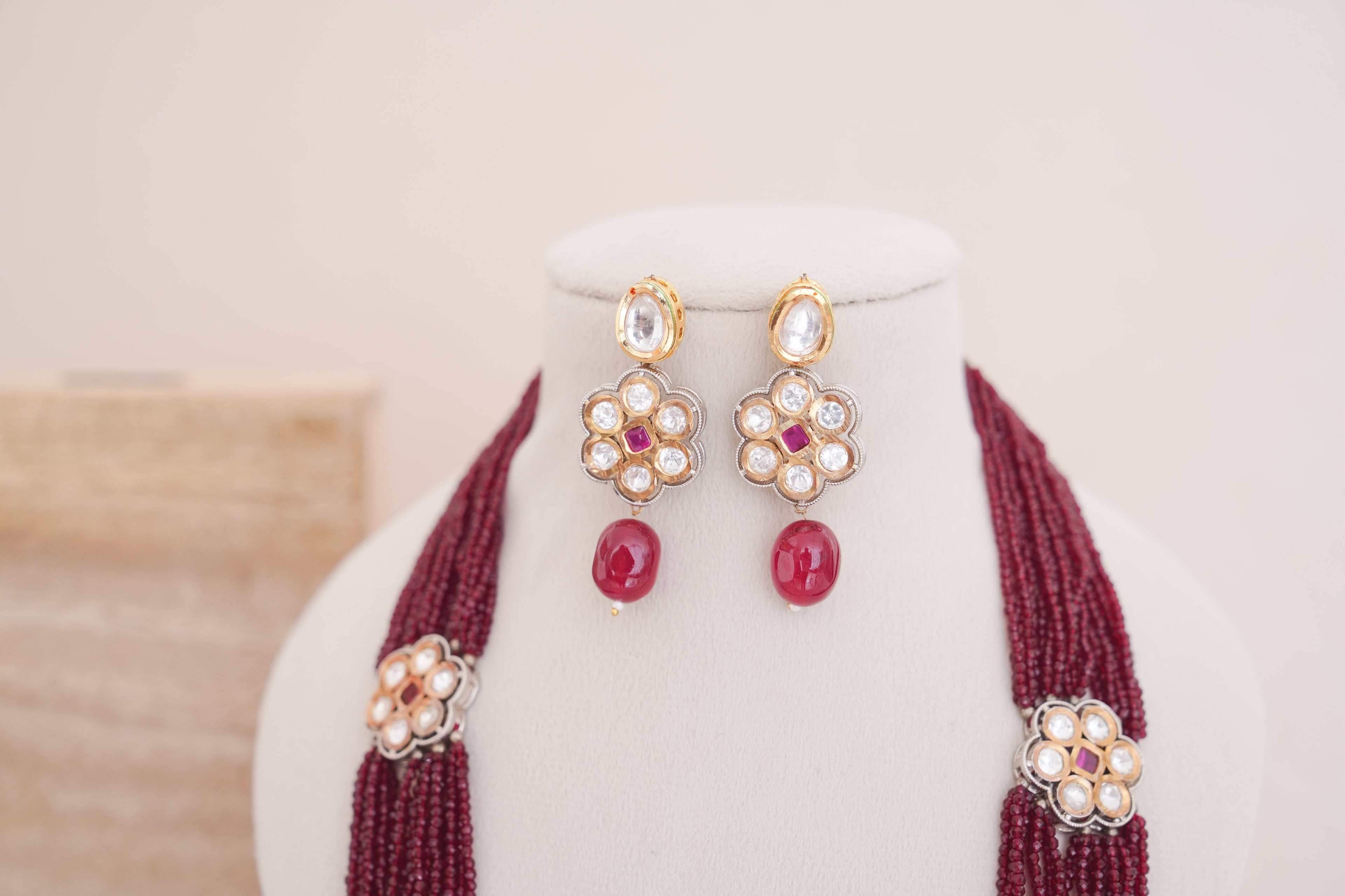 Kundan Multi Strand Necklace Set
